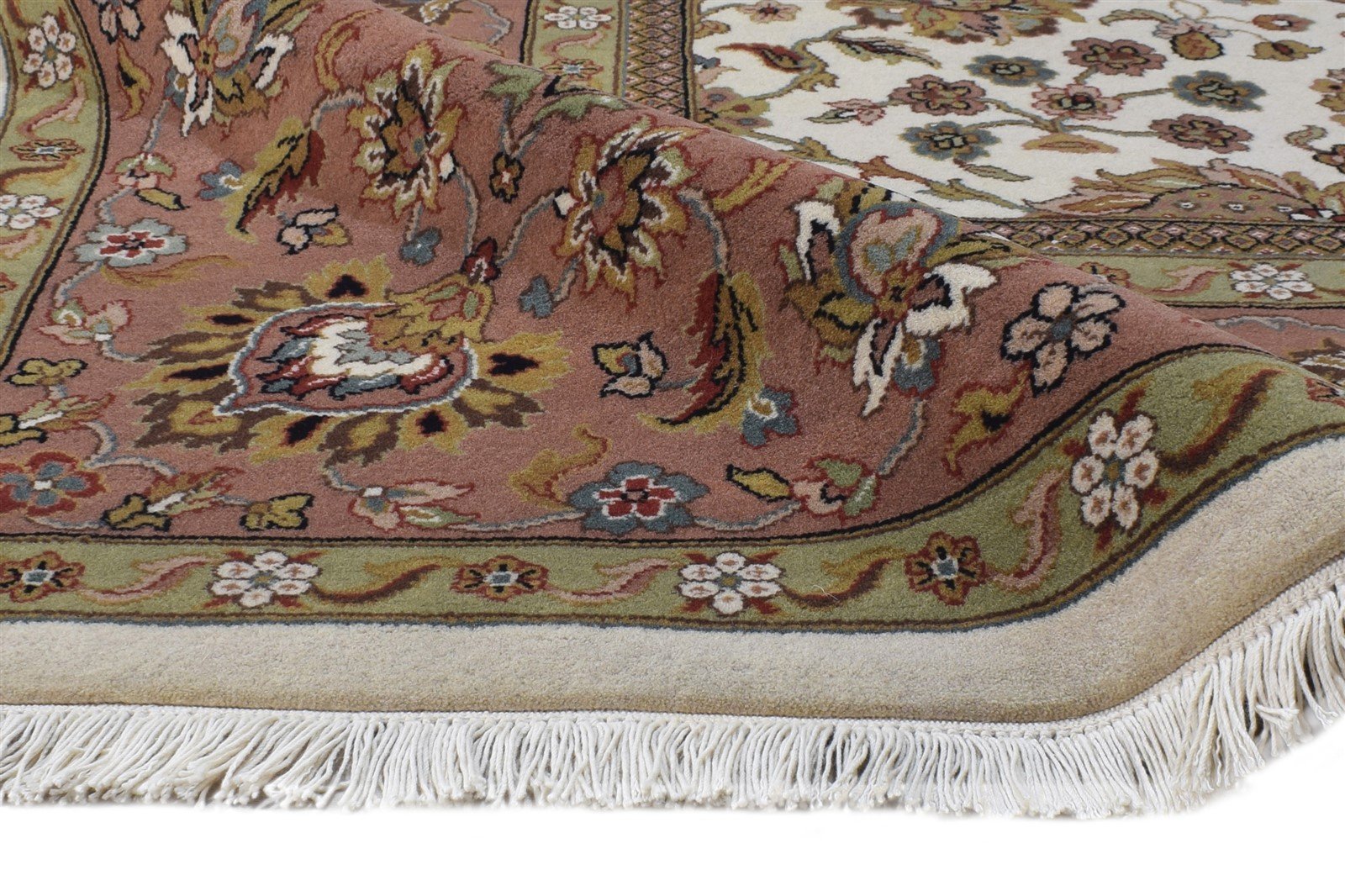 Hand Knotted Cream Wool Rug 8' X 10' Persian Kashan Oriental Large Carpet 7864636440725