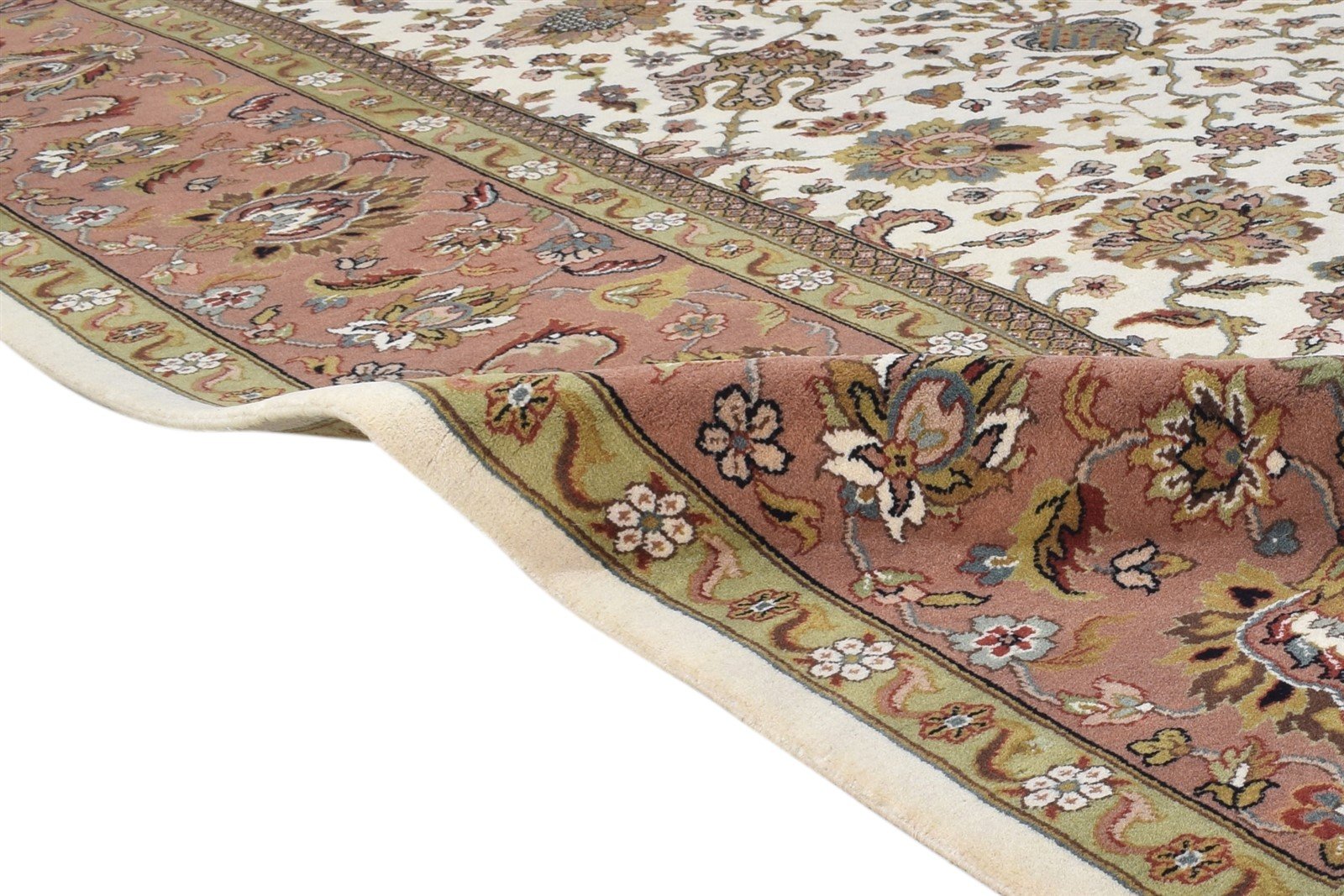 Hand Knotted Cream Wool Rug 8' X 10' Persian Kashan Oriental Large Carpet 7864636440725