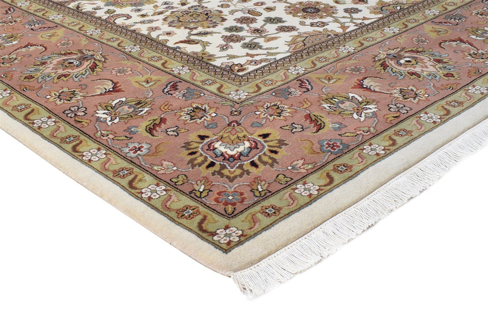 Hand Knotted Cream Wool Rug 8' X 10' Persian Kashan Oriental Large Carpet 7864636440725