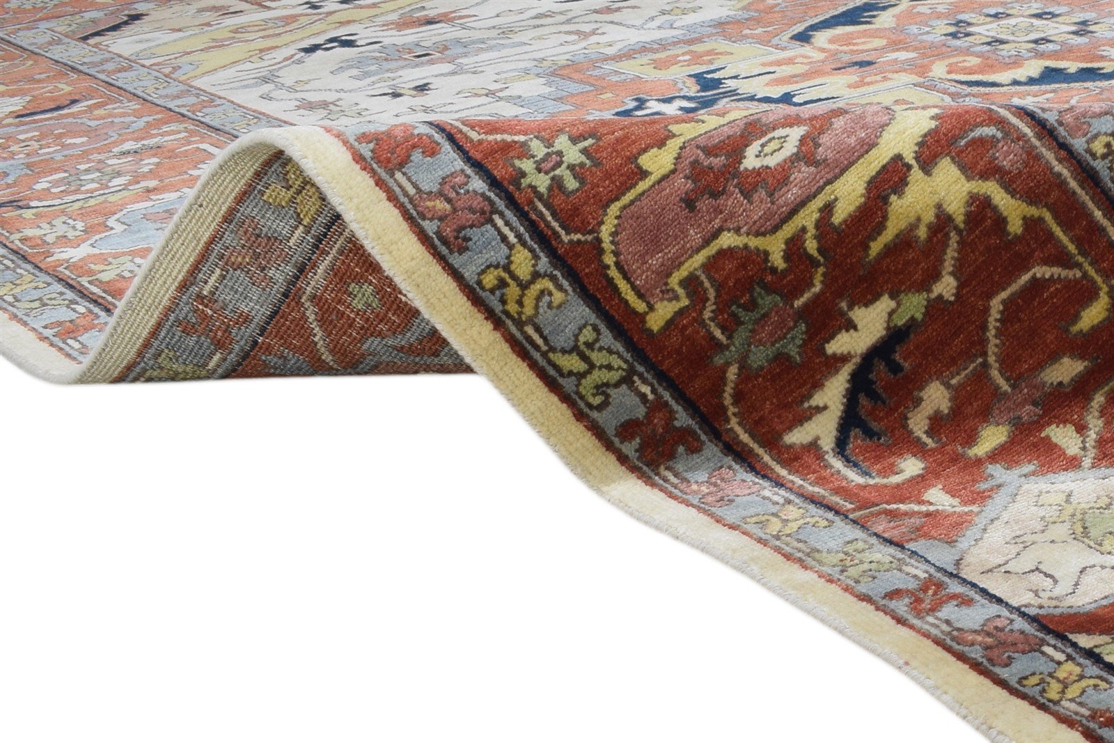 Hand Knotted Cream Wool Rug 8' X 10' Persian Serapi Oriental Large Carpet 7864193876117