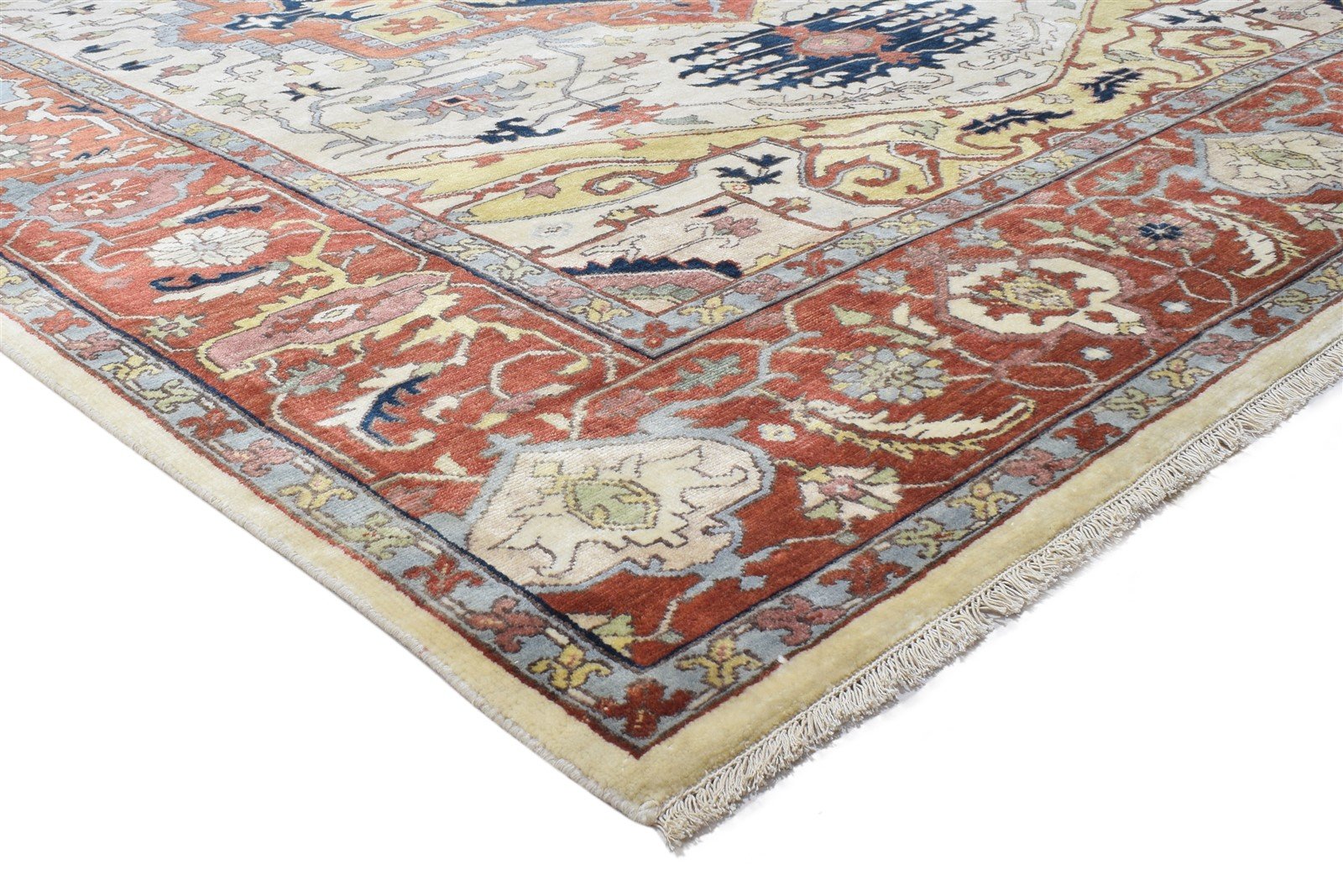 Hand Knotted Cream Wool Rug 8' X 10' Persian Serapi Oriental Large Carpet 7864193876117