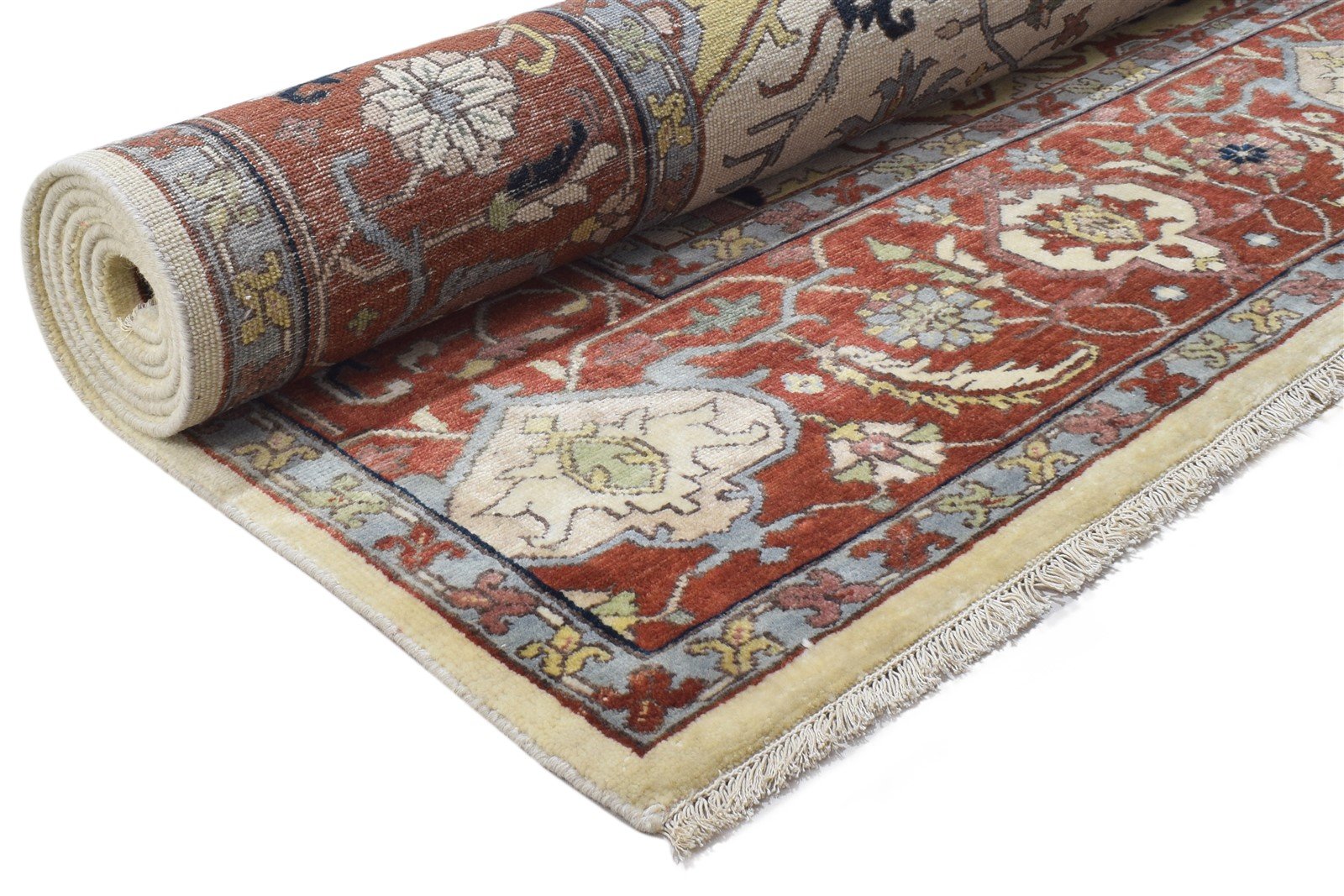 Hand Knotted Cream Wool Rug 8' X 10' Persian Serapi Oriental Large Carpet 7864193876117
