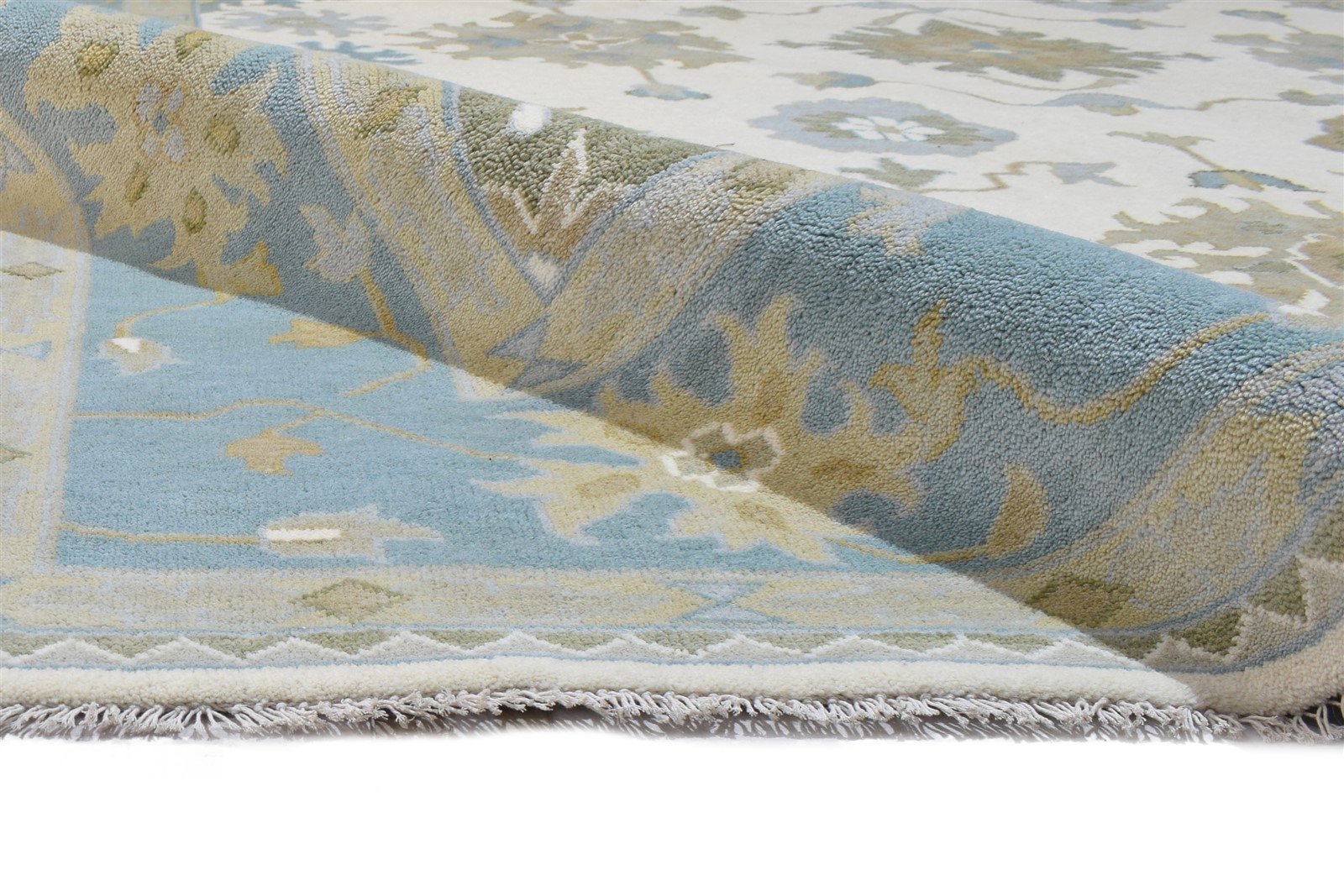 Hand Knotted Cream Wool Rug 9' X 12' Persian Oushak Oriental Extra Large Carpet 7864326193301