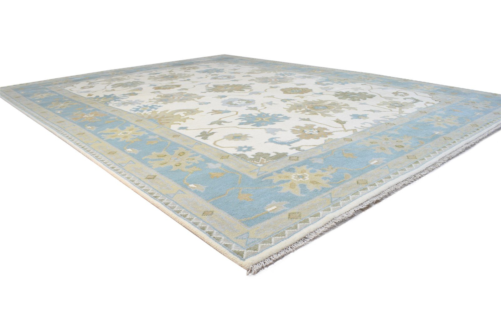 Hand Knotted Cream Wool Rug 9' X 12' Persian Oushak Oriental Extra Large Carpet 7864326193301