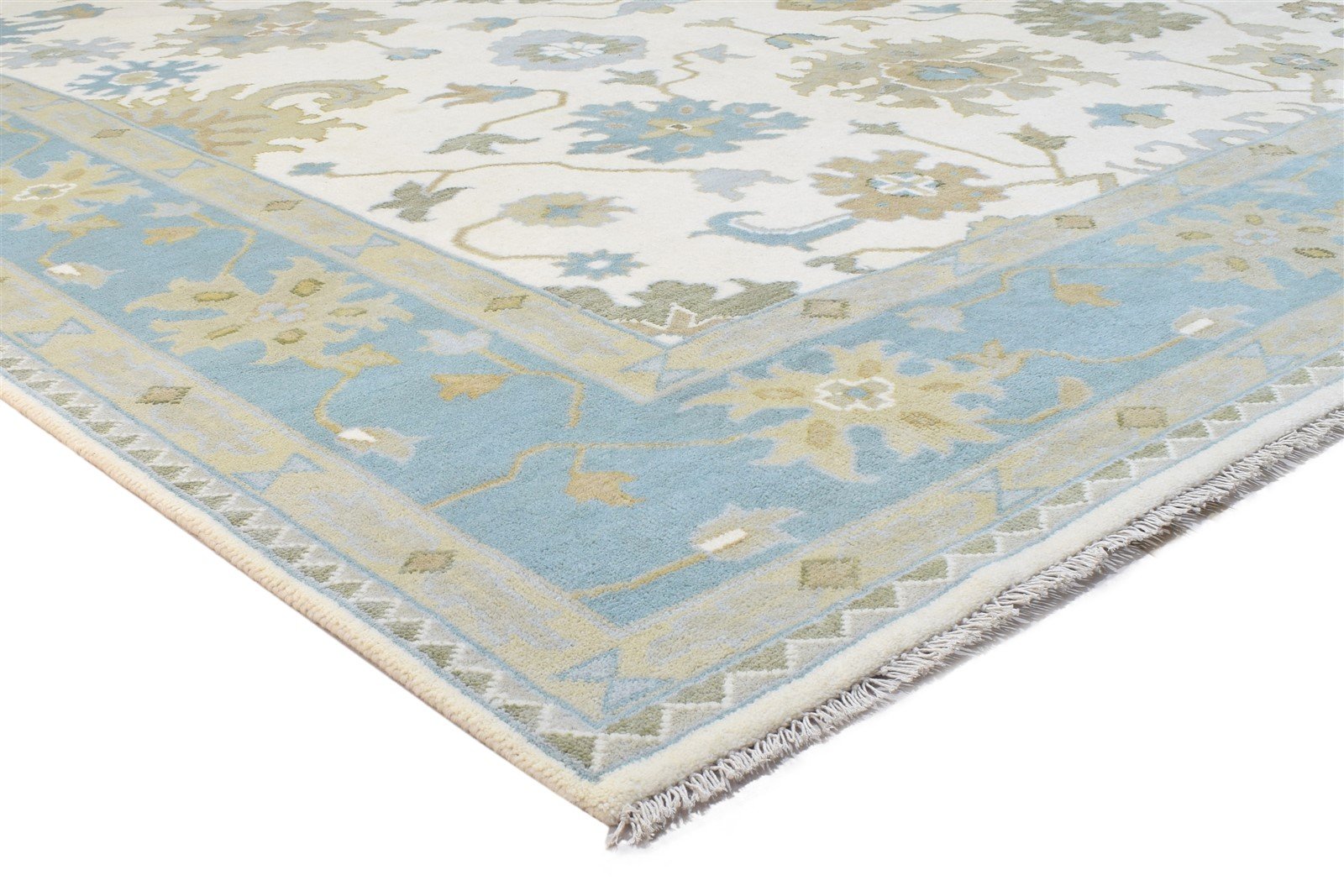 Hand Knotted Cream Wool Rug 9' X 12' Persian Oushak Oriental Extra Large Carpet 7864326193301