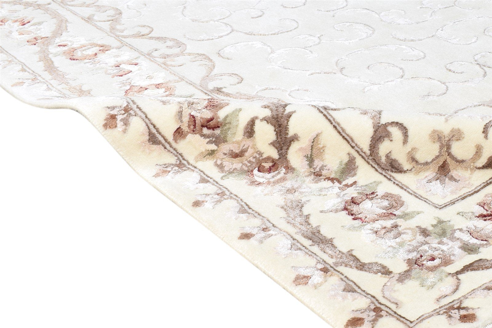 Hand Knotted Cream Wool / Silk Rug 4X6 Persian Abbuson Oriental Room Size 7865126944917