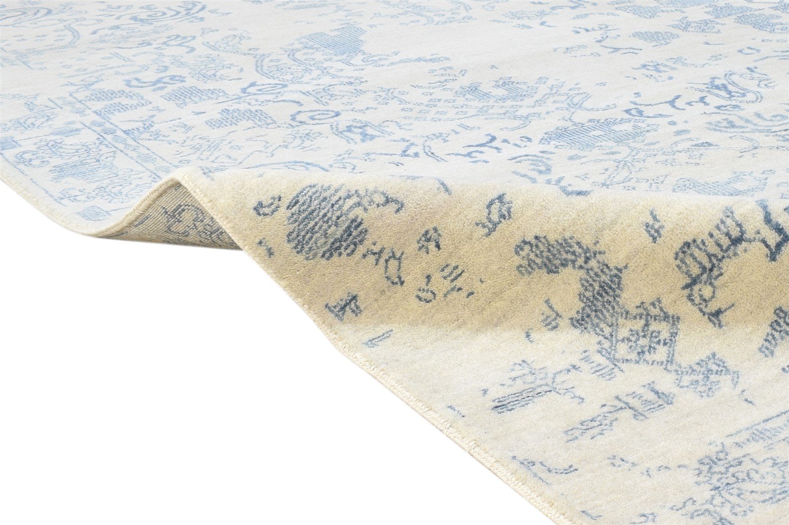Hand Knotted Cream Wool / Silk Rug 6X9 Modern Oriental Abstract Room Size 7864621236373