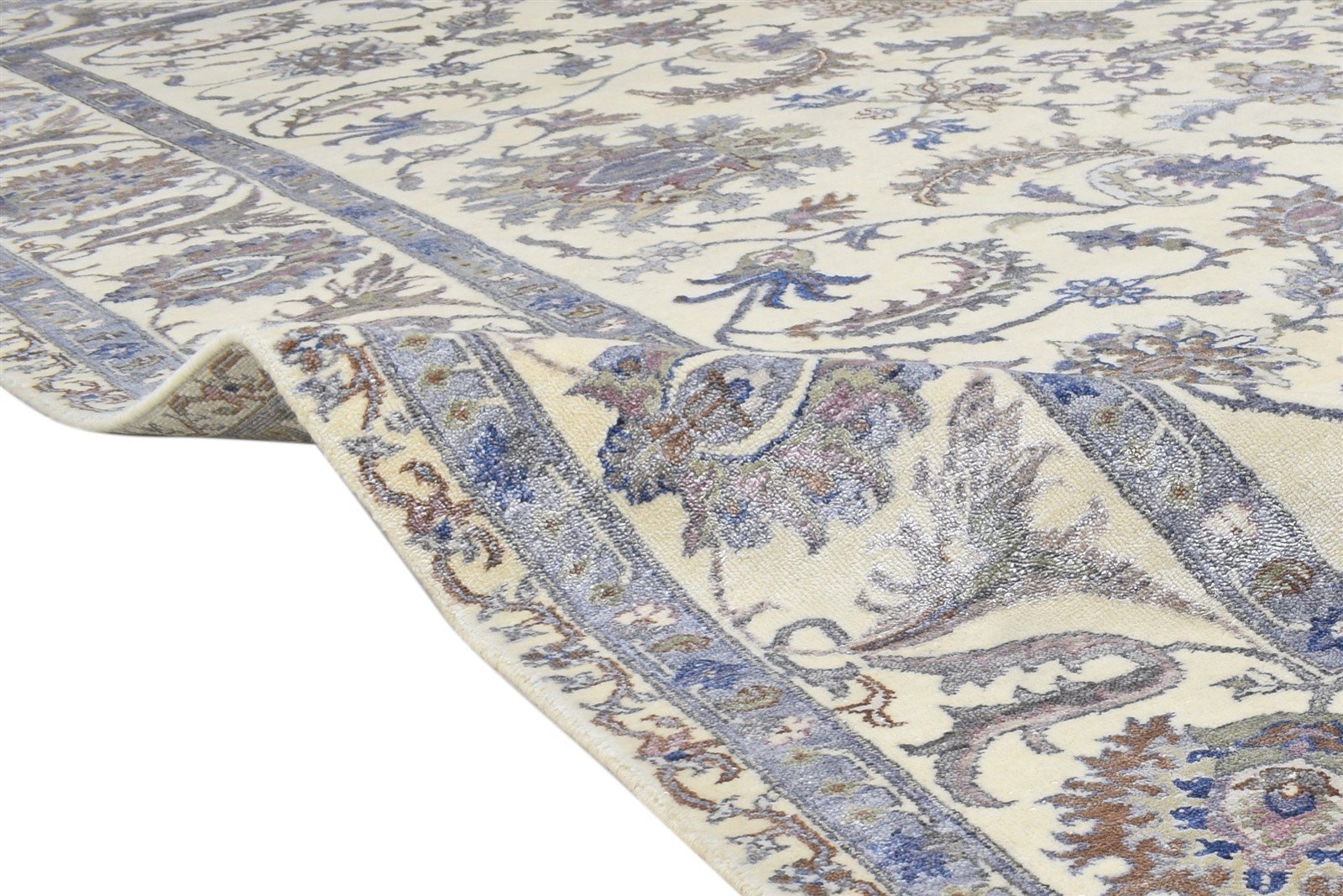 Hand Knotted Cream Wool Silk Rug 8' X 10' Persian Oushak Oriental Large Carpet 7864320721045