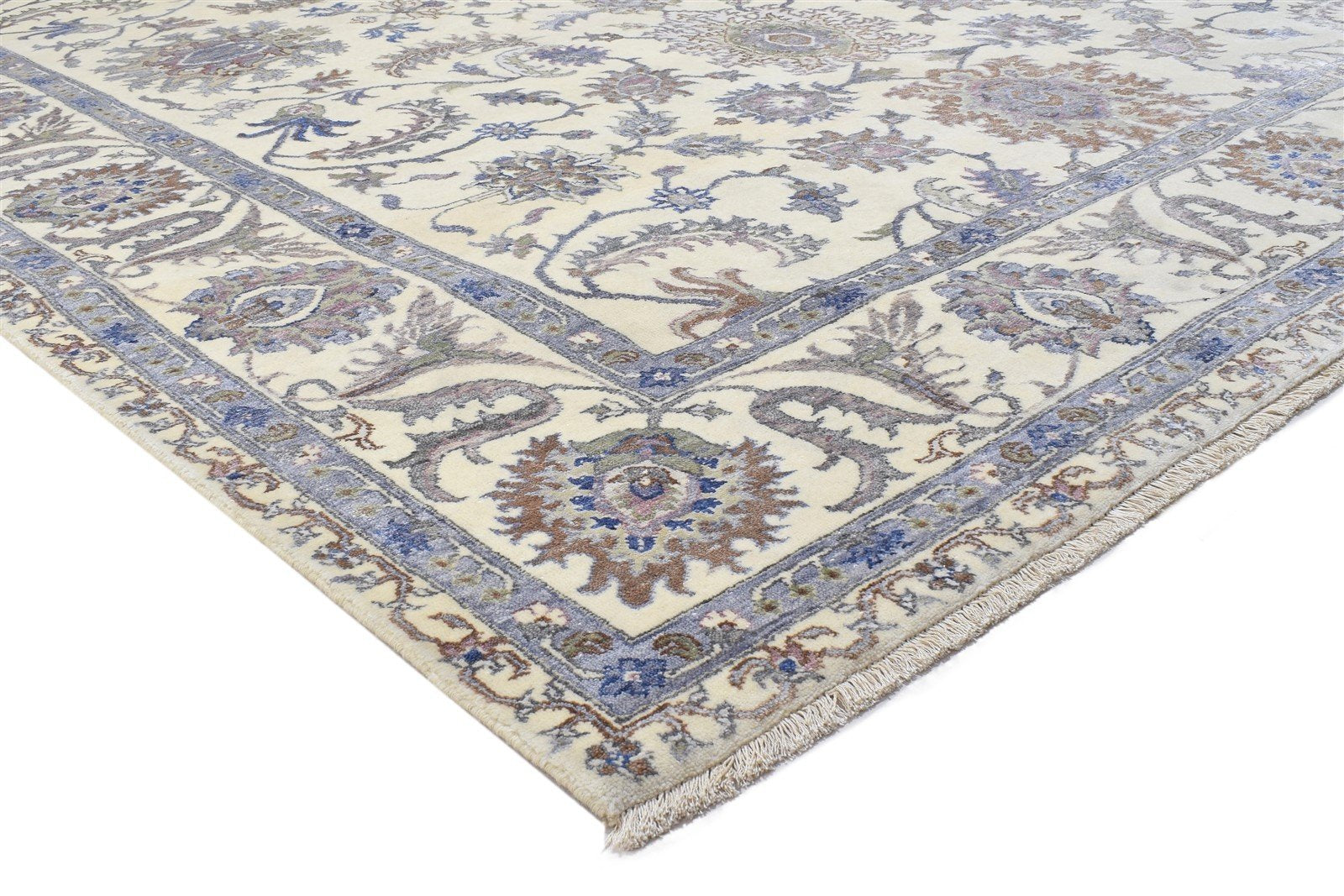 Hand Knotted Cream Wool Silk Rug 8' X 10' Persian Oushak Oriental Large Carpet 7864320721045