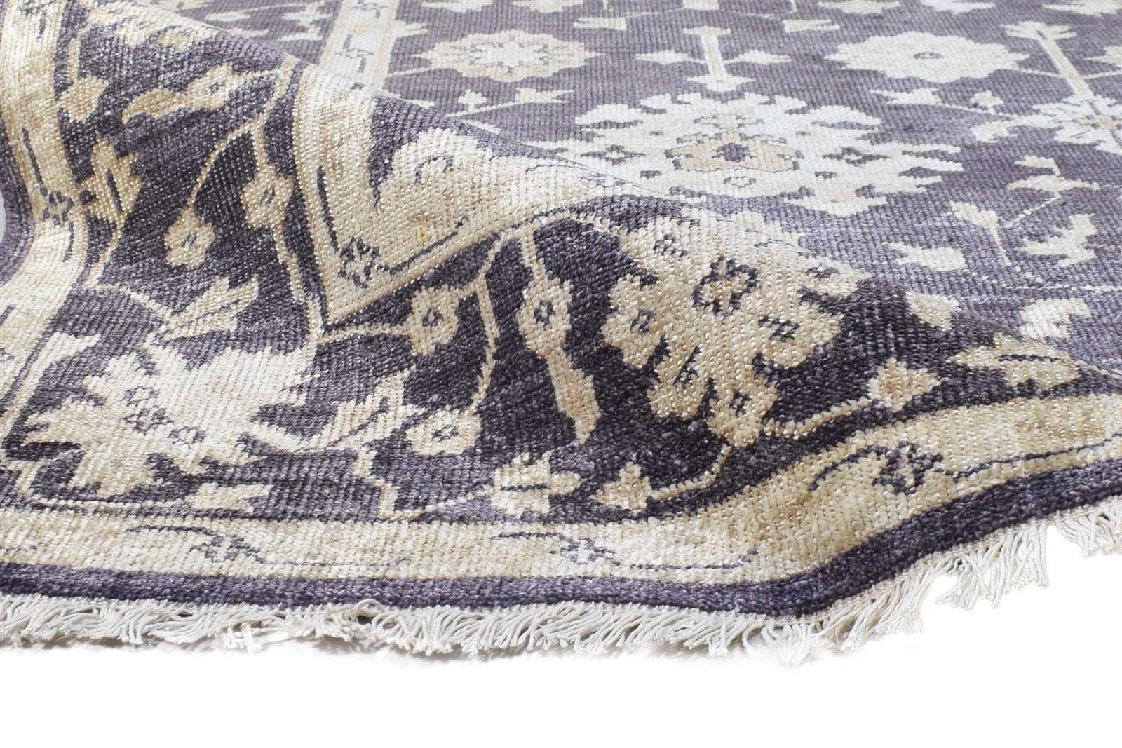 Hand Knotted Dark Grey Silk Rug 5X8 Persian Oushak Oriental Room Size Carpet 7864797233301