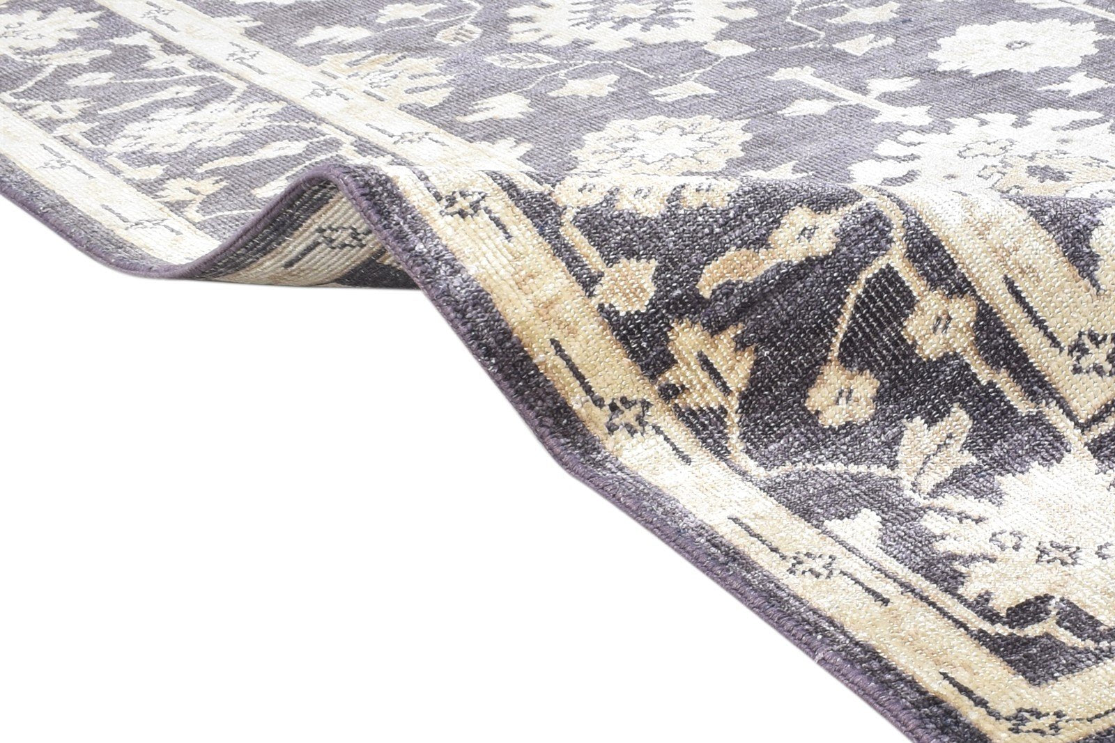 Hand Knotted Dark Grey Silk Rug 5X8 Persian Oushak Oriental Room Size Carpet 7864797233301