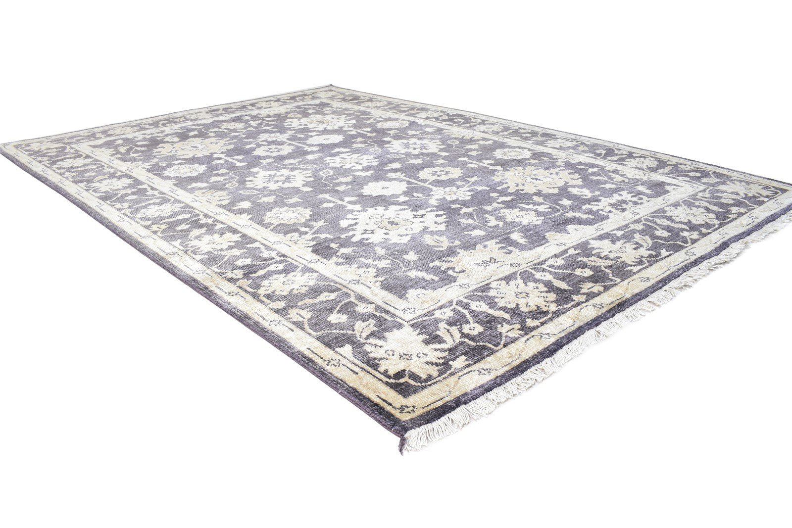 Hand Knotted Dark Grey Silk Rug 5X8 Persian Oushak Oriental Room Size Carpet 7864797233301