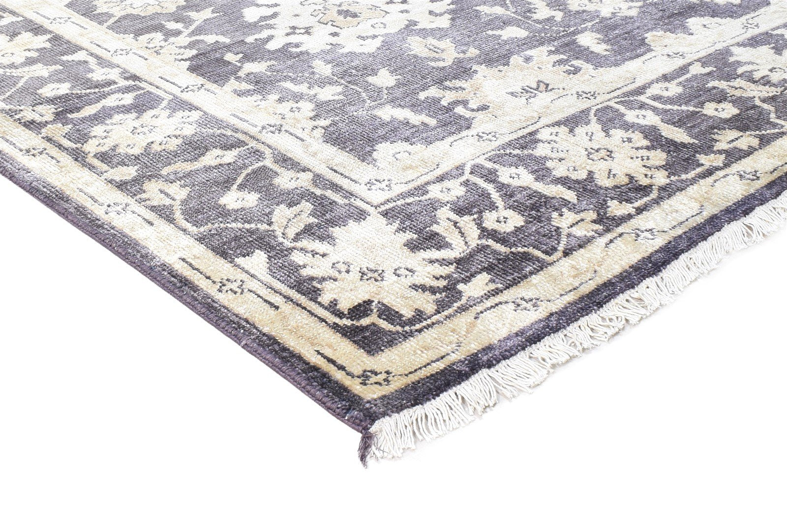 Hand Knotted Dark Grey Silk Rug 5X8 Persian Oushak Oriental Room Size Carpet 7864797233301