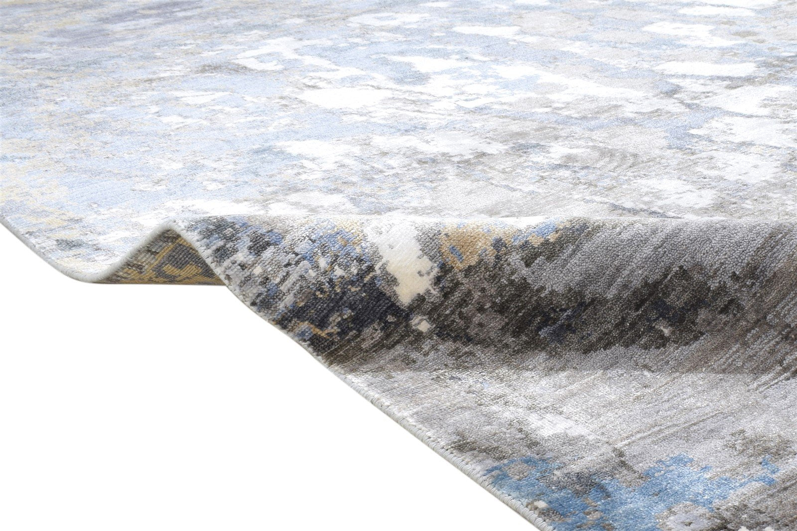 Hand Knotted Dark Grey Silk Rug 8' X 10' Modern Indian Abstract Large Carpet 7864319017109