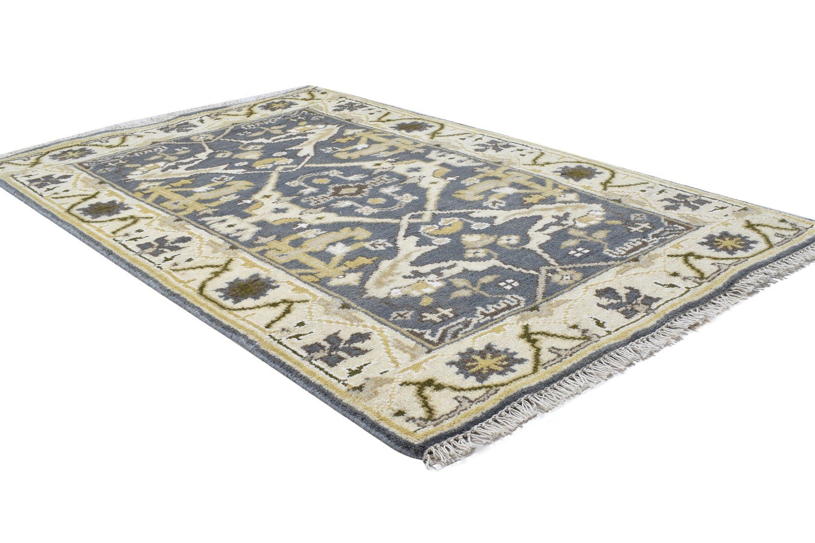 Hand Knotted Dark Grey Wool Rug 3' X 5' Persien Oushak Oriental Room Size Carpet 7864328159381