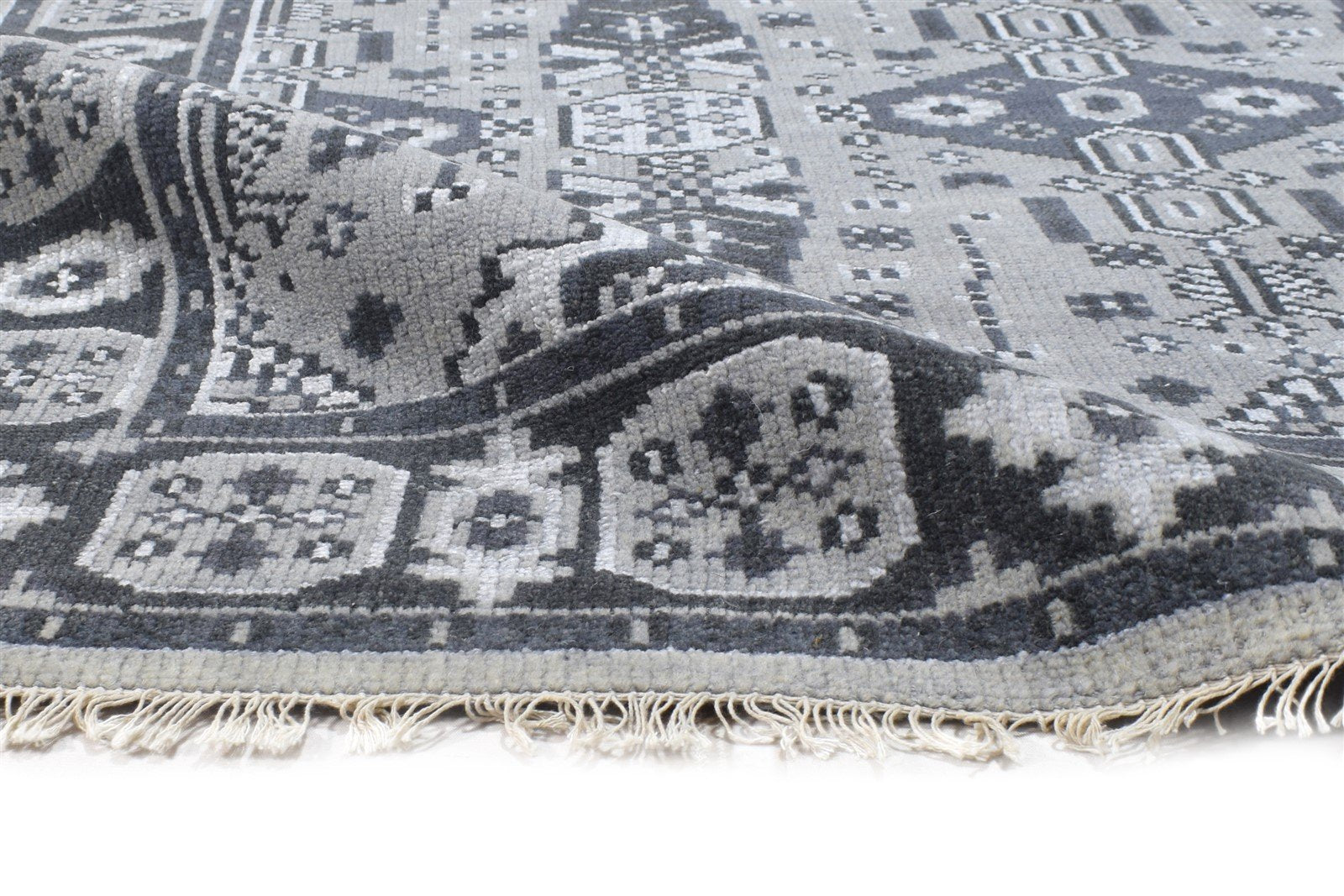 Hand Knotted Dark Grey Wool / Silk Rug 5X8 Persian Kazak Oriental Room Size 7864799821973