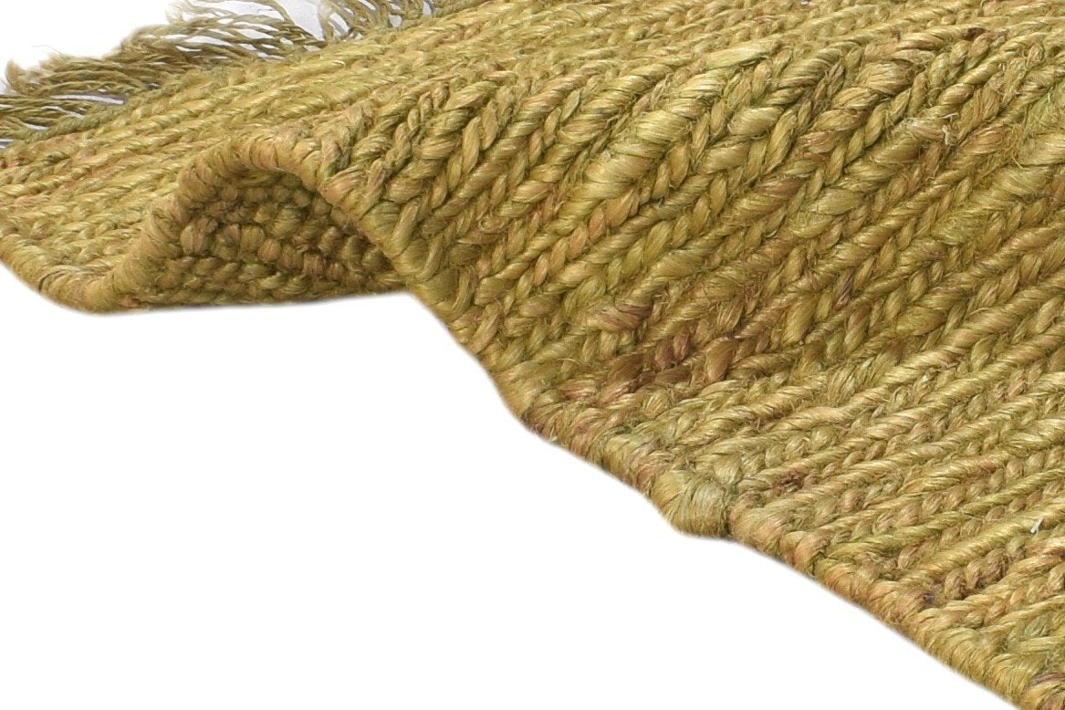 Hand Knotted Gold Hemp Rug 2'6 X 2' Modern Scandinavian Solid Small Carpet 7864502255765