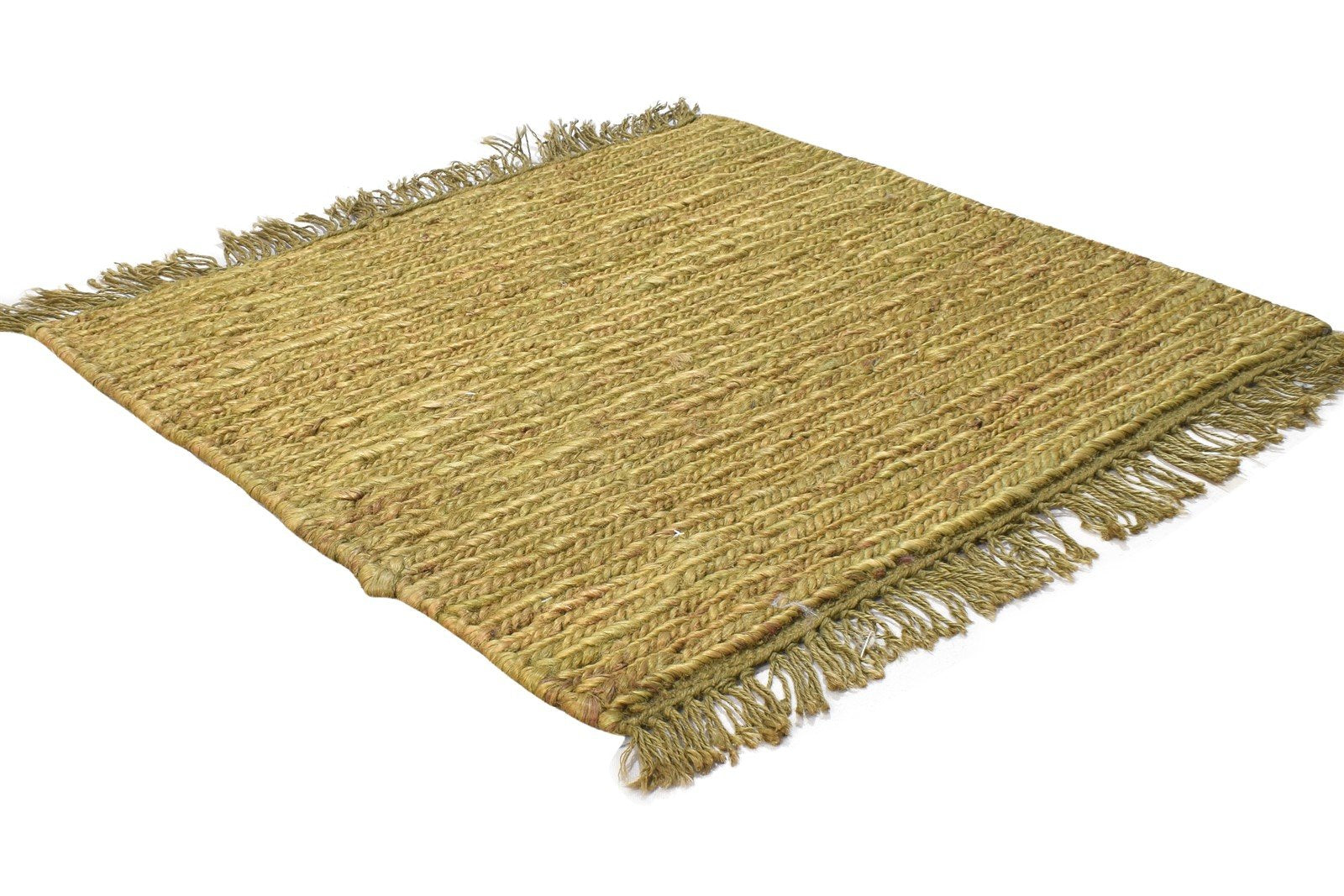 Hand Knotted Gold Hemp Rug 2'6 X 2' Modern Scandinavian Solid Small Carpet 7864502255765