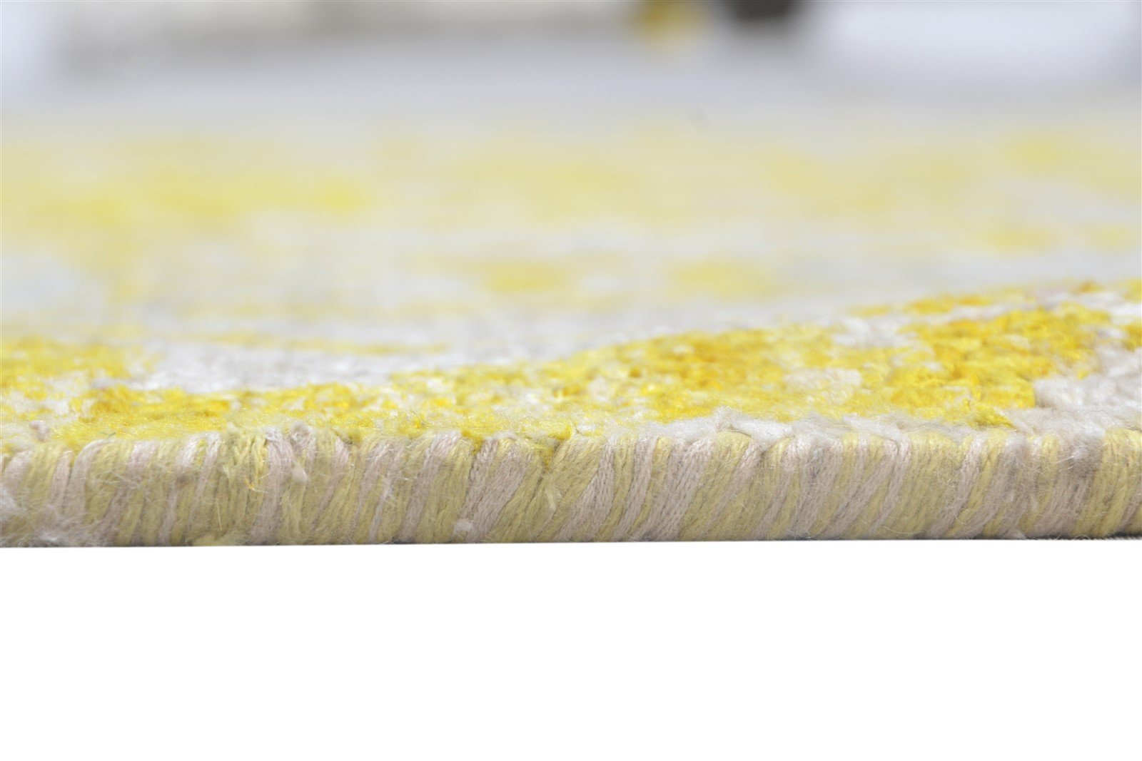 Hand Knotted Gold Silk Rug 5' X 8' Modern Scandinavian Damask Room Size Carpet 7864098848917