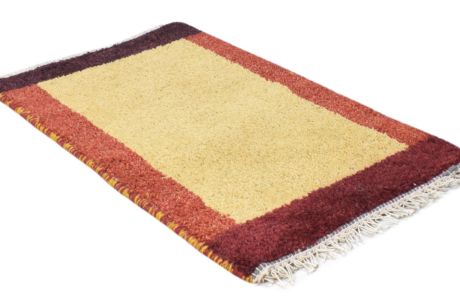 Sandhana Hand Knotted Gold Wool Rug 1' X 2' Tribal Gabbeh Southwestern 7864498651285
