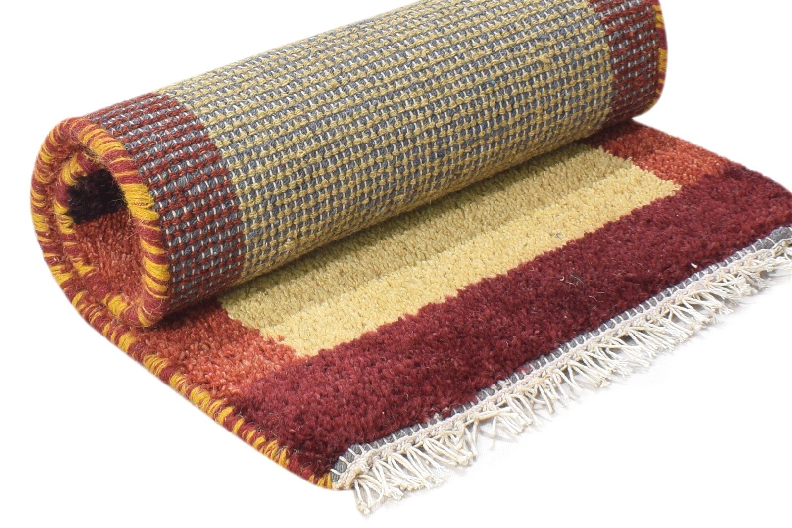 Sandhana Hand Knotted Gold Wool Rug 1' X 2' Tribal Gabbeh Southwestern 7864498651285