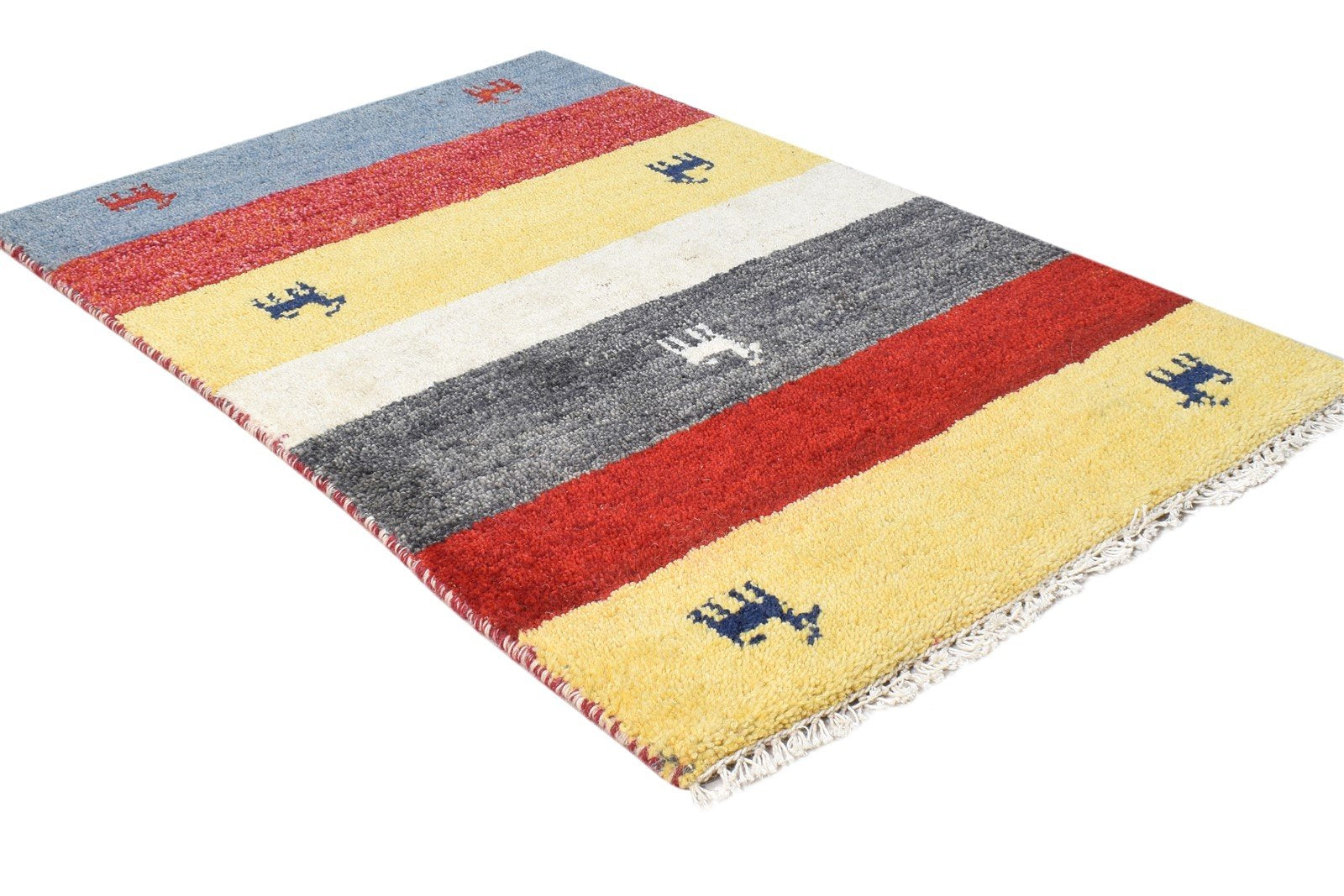 Hand Knotted Gold Wool Rug 2' X 3' Southwestern American Tribal Small Carpet 7865061933205