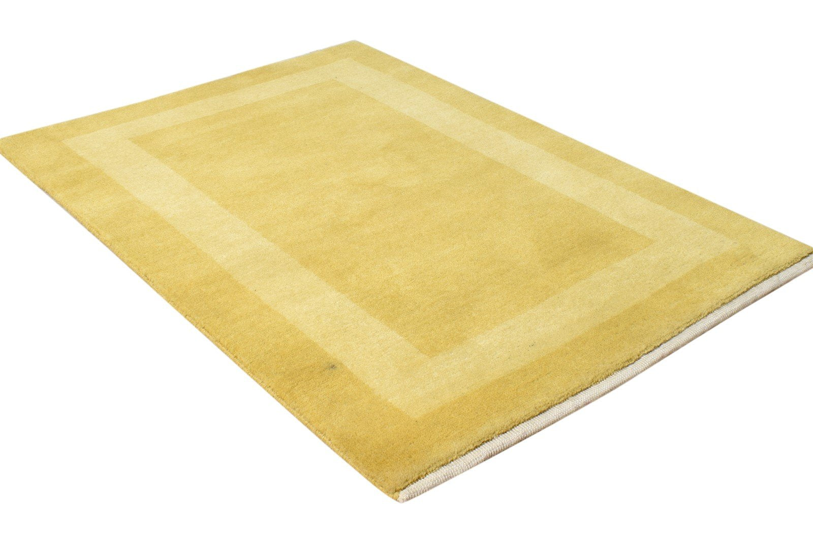 Hand Knotted Gold Wool Rug 2' X 3' Tribal Gabbeh Modern Small Carpet 7865126453397