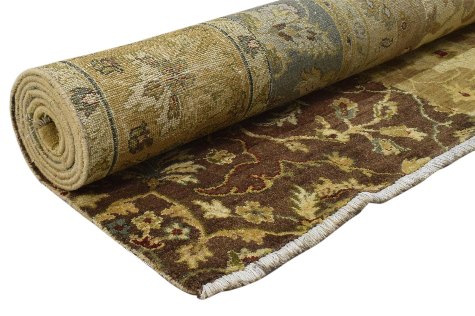 Hand Knotted Gold Wool Rug 6' X 9' Modern Oriental Patchwork Room Size Carpet 7860693794965