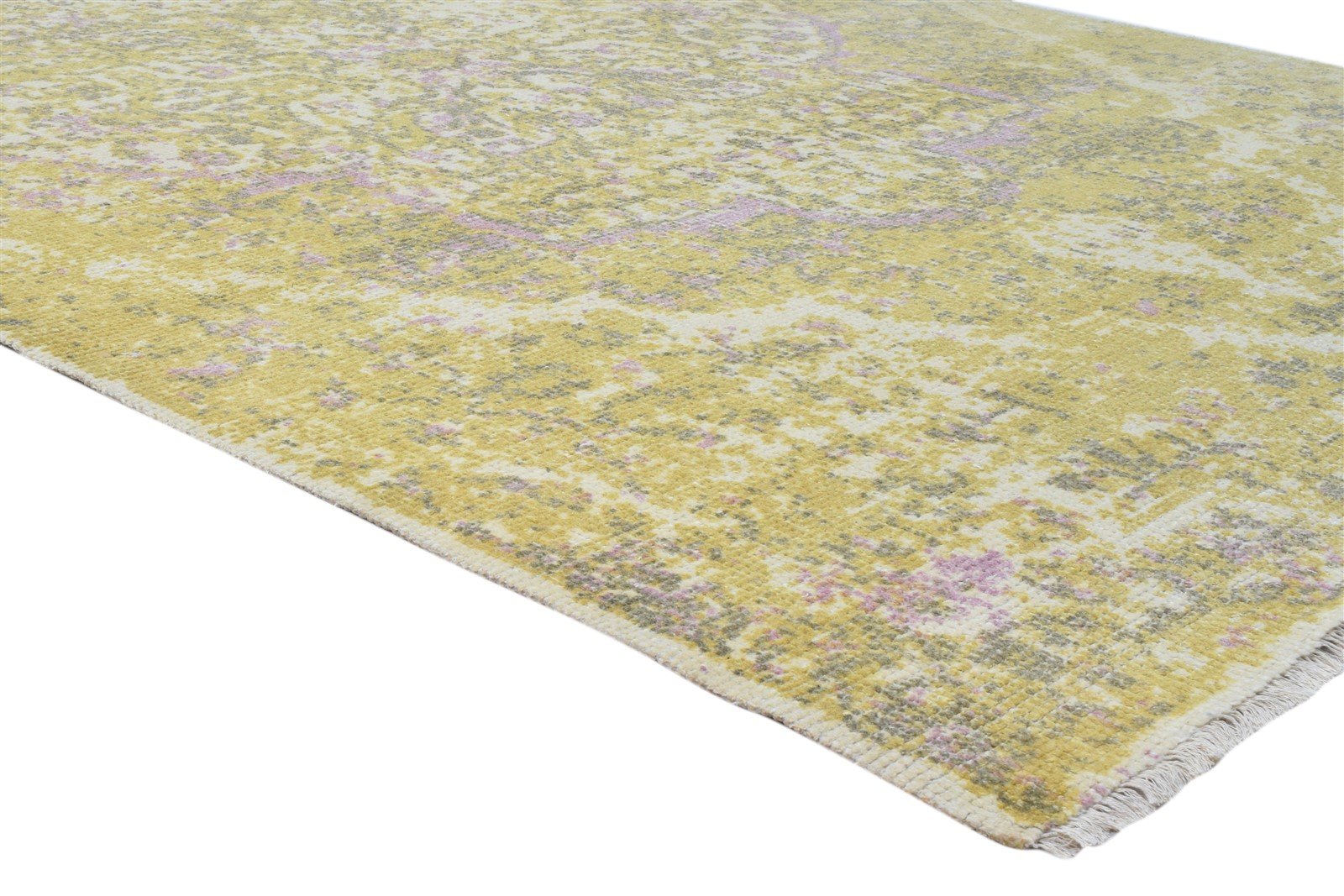 Hand Knotted Gold Wool Rug 6X9 Persian Heriz-Indian Distressed Room Size Carpet 7864082432149