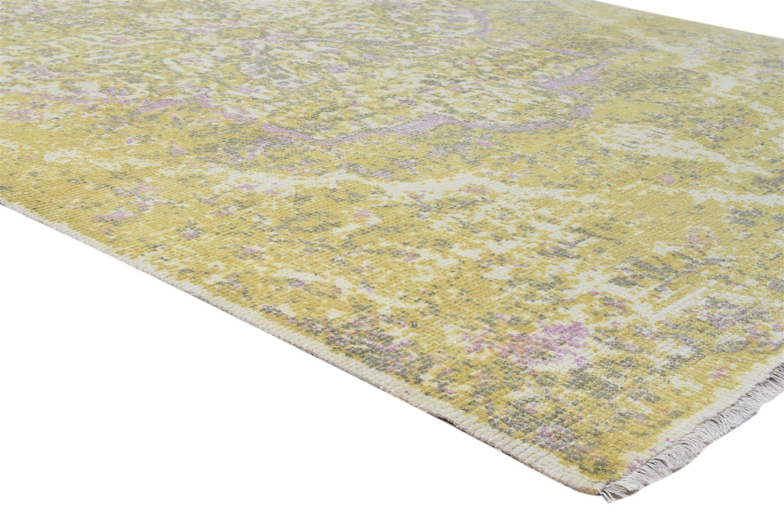 Hand Knotted Gold Wool Rug 6X9 Persian Heriz-Indian Distressed Room Size Carpet 7864082432149