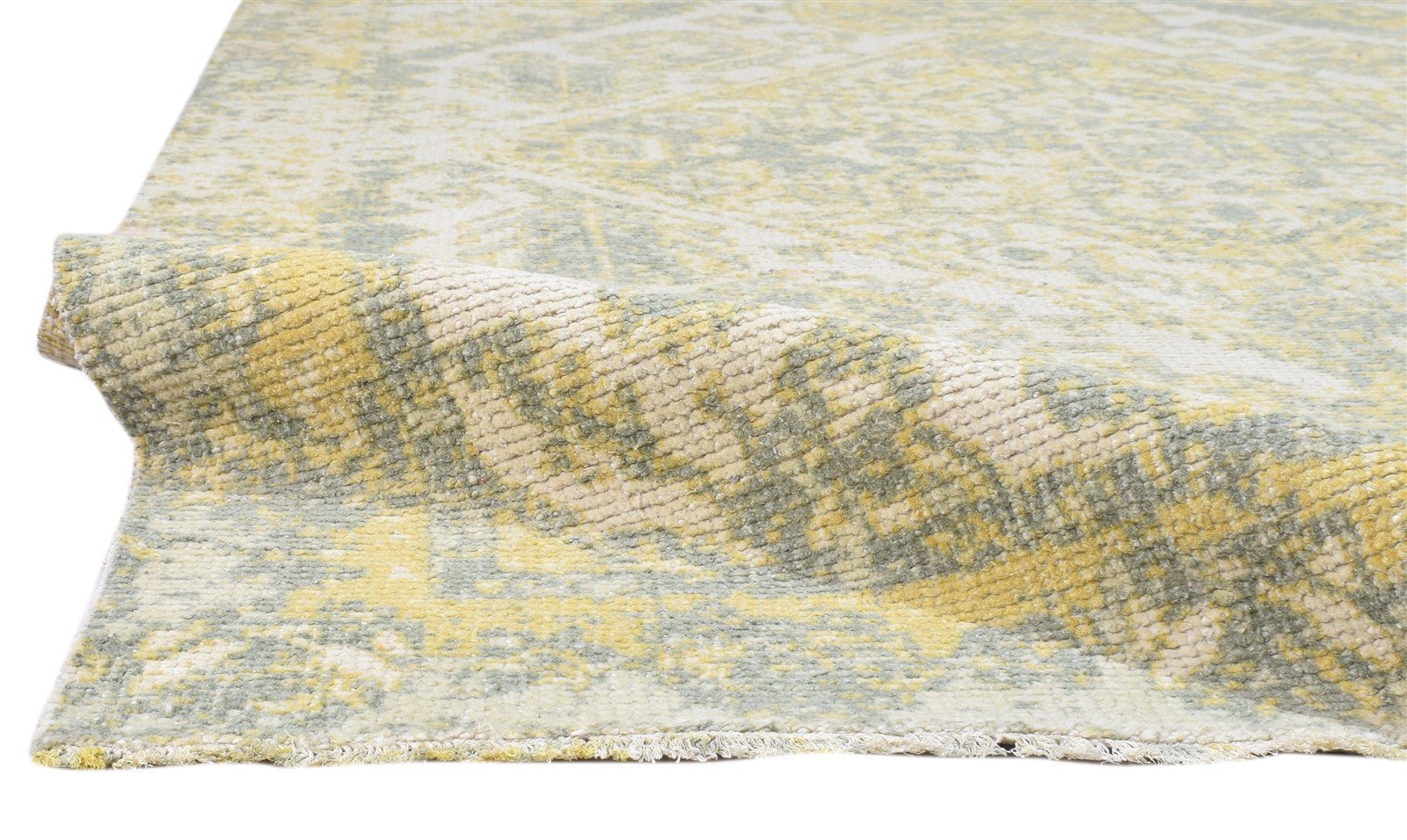 Hand Knotted Gold Wool Rug 6X9 Persian Heriz-Indian Distressed Room Size Carpet 7864082137237
