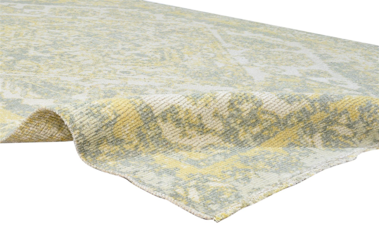Hand Knotted Gold Wool Rug 6X9 Persian Heriz-Indian Distressed Room Size Carpet 7864082137237