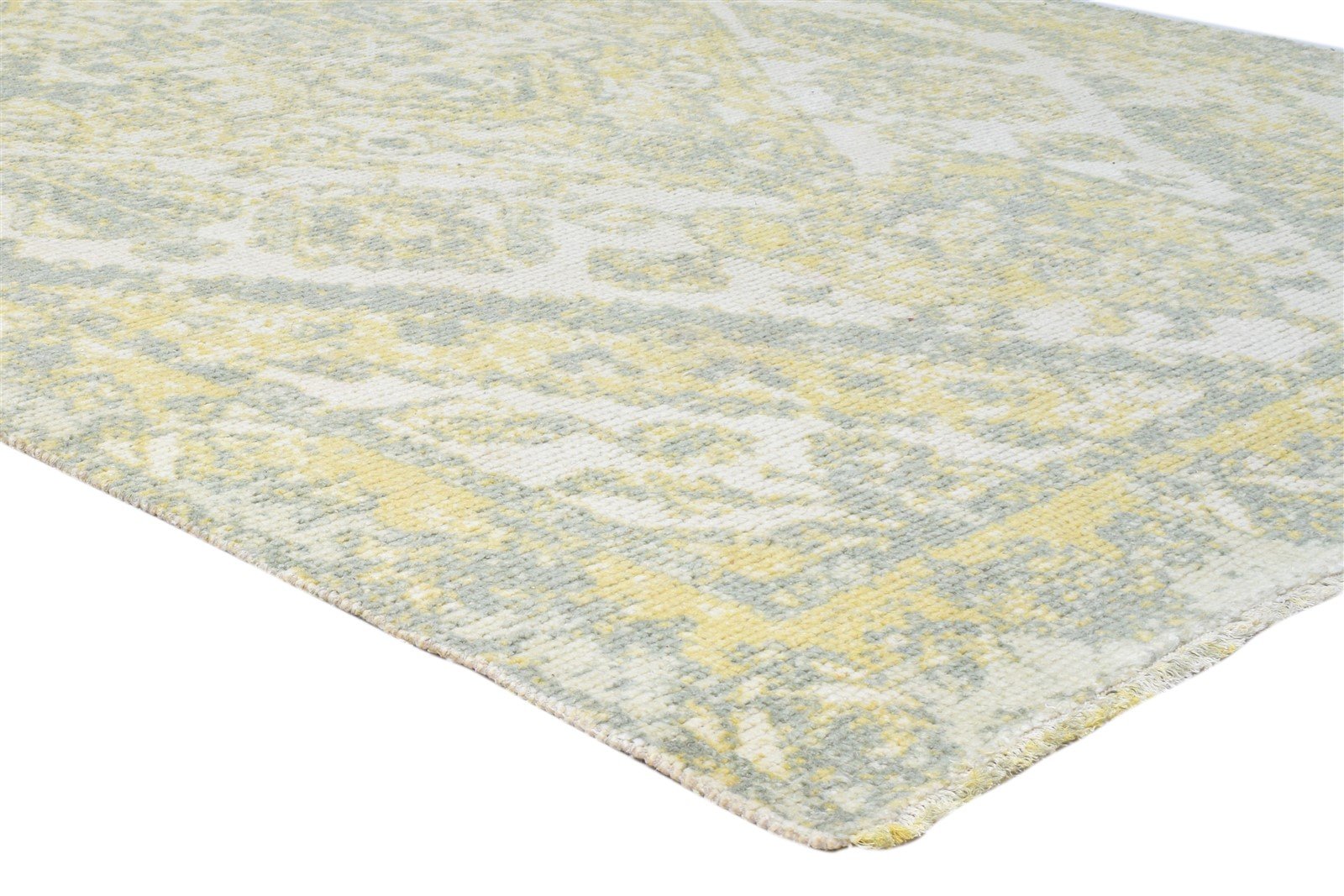 Hand Knotted Gold Wool Rug 6X9 Persian Heriz-Indian Distressed Room Size Carpet 7864082137237