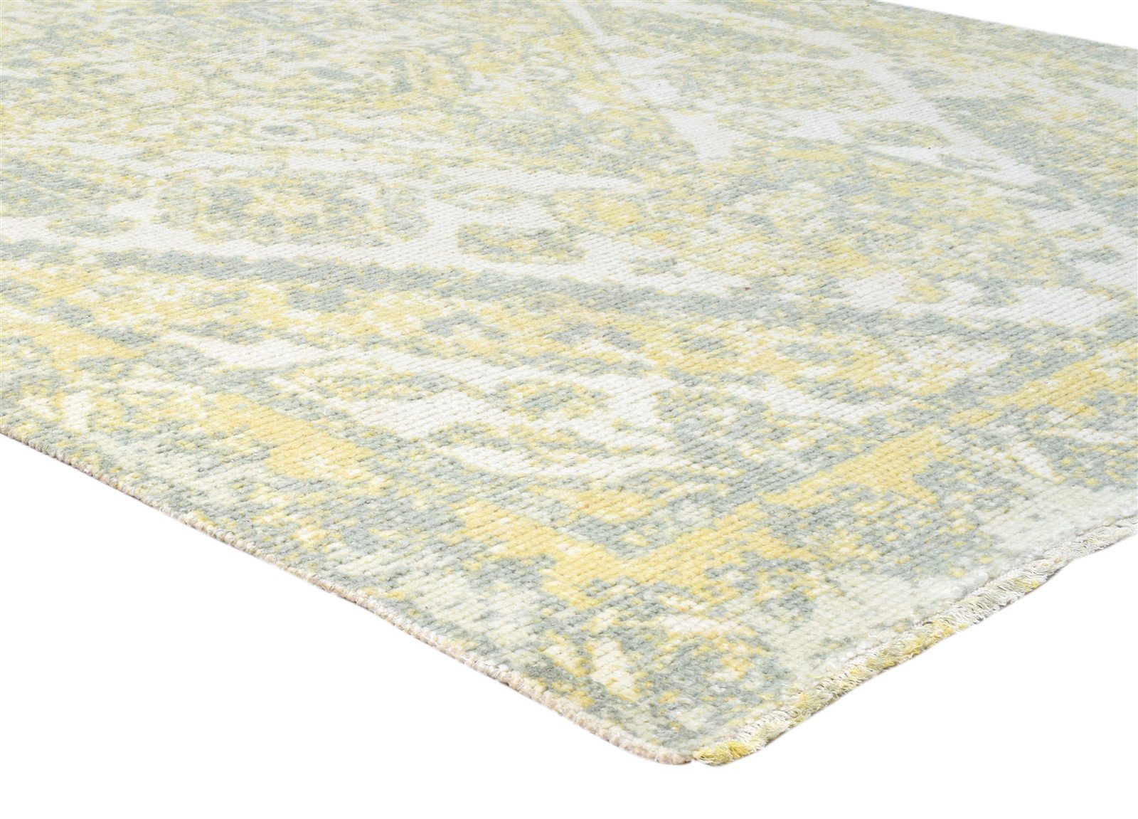Hand Knotted Gold Wool Rug 6X9 Persian Heriz-Indian Distressed Room Size Carpet 7864082137237