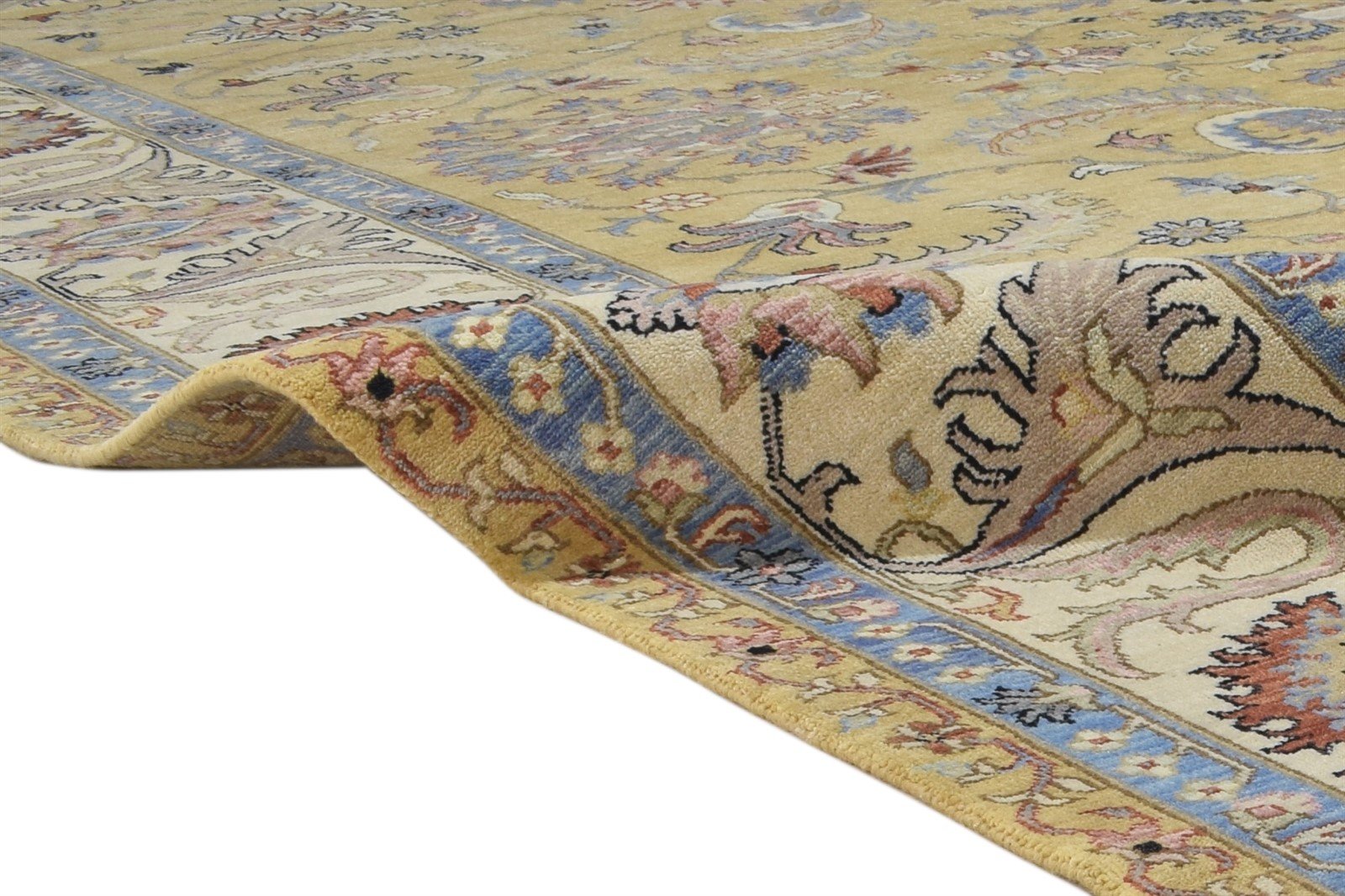 Hand Knotted Gold Wool Rug 9' X 12' Persian Kashan Oriental Extra Large Carpet 7864315904149