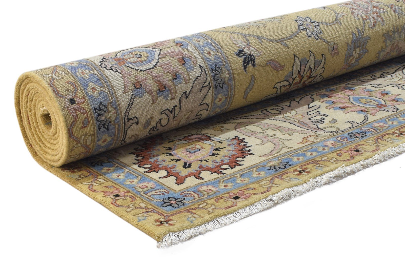Hand Knotted Gold Wool Rug 9' X 12' Persian Kashan Oriental Extra Large Carpet 7864315904149