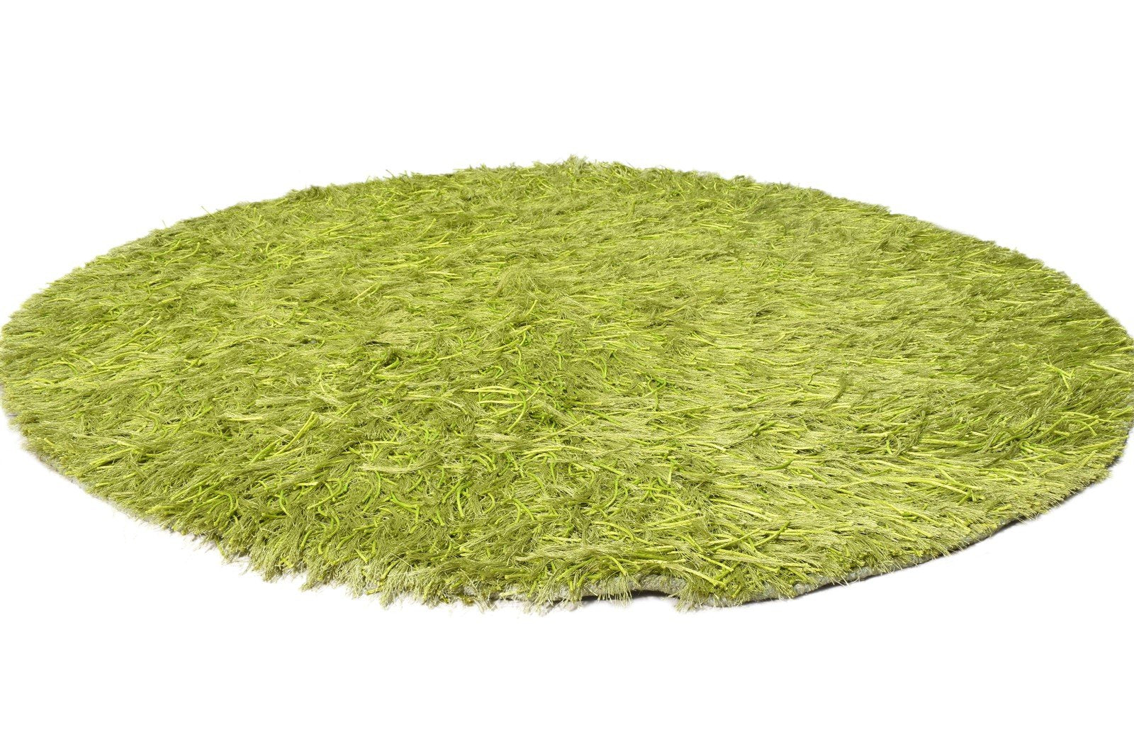 Hand Knotted Green Polyester Rug 5' X 6' Shag Indian Modern Room Size Carpet 7865129173141