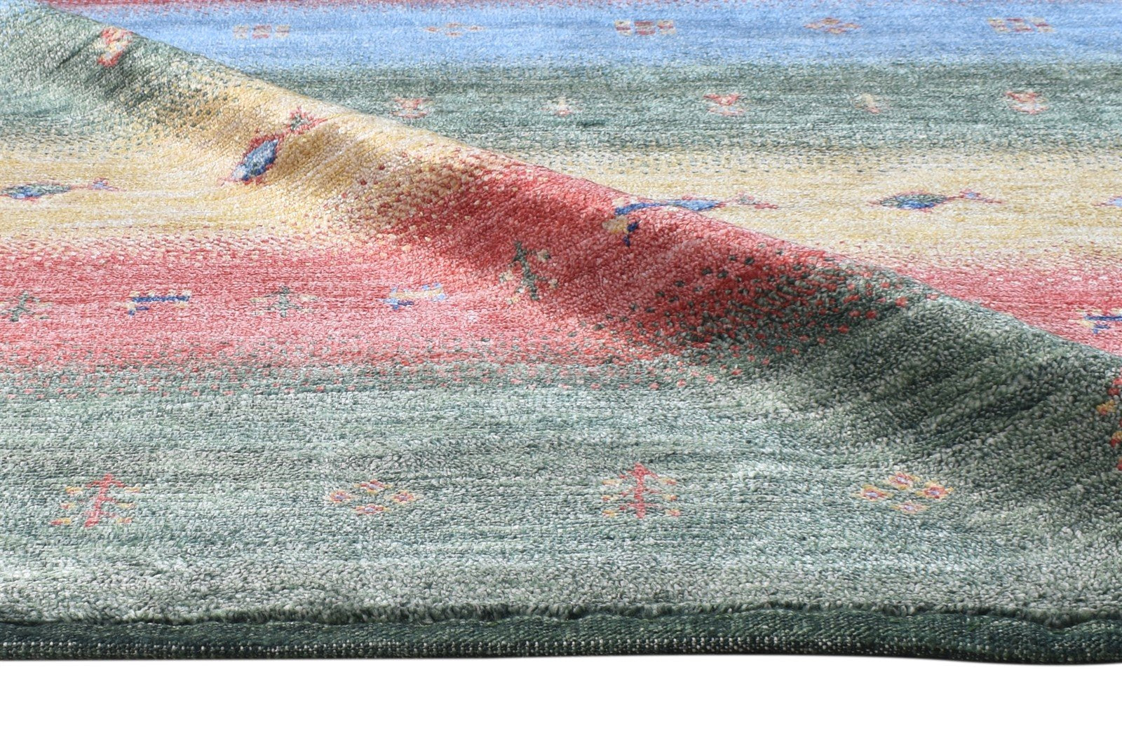 Hand Knotted Green Rayon From Bamboo Rug 4X6 Tribal Gabbeh Modern Room Size 7865129336981