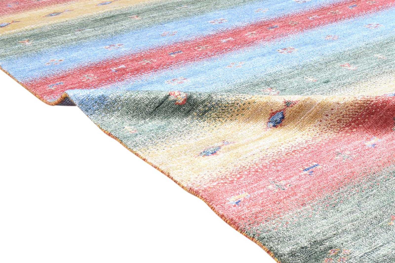 Hand Knotted Green Rayon From Bamboo Rug 4X6 Tribal Gabbeh Modern Room Size 7865129336981