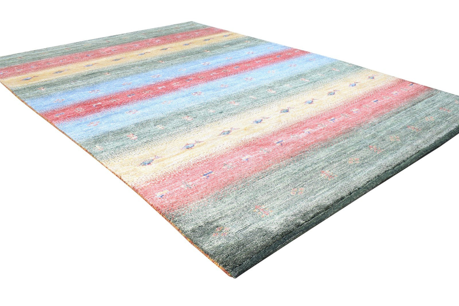 Hand Knotted Green Rayon From Bamboo Rug 4X6 Tribal Gabbeh Modern Room Size 7865129336981