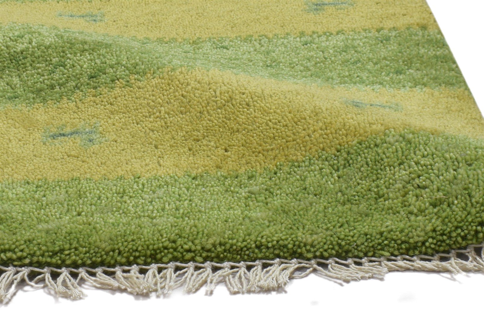 Hand Knotted Green Wool Rug 1' X 2' Persian Gabbeh Southwestern Small Carpet 7864203870357