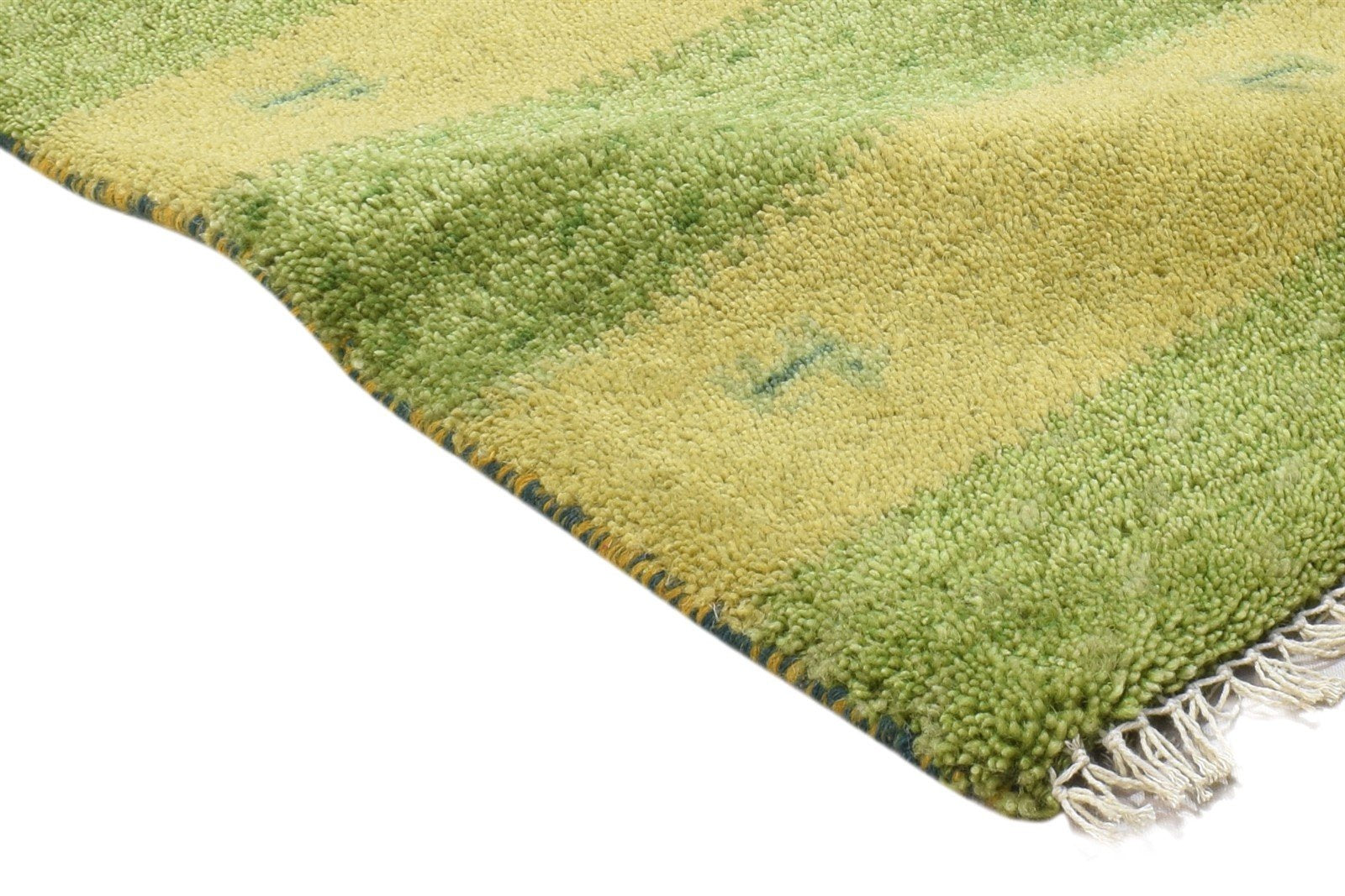 Hand Knotted Green Wool Rug 1' X 2' Persian Gabbeh Southwestern Small Carpet 7864203870357