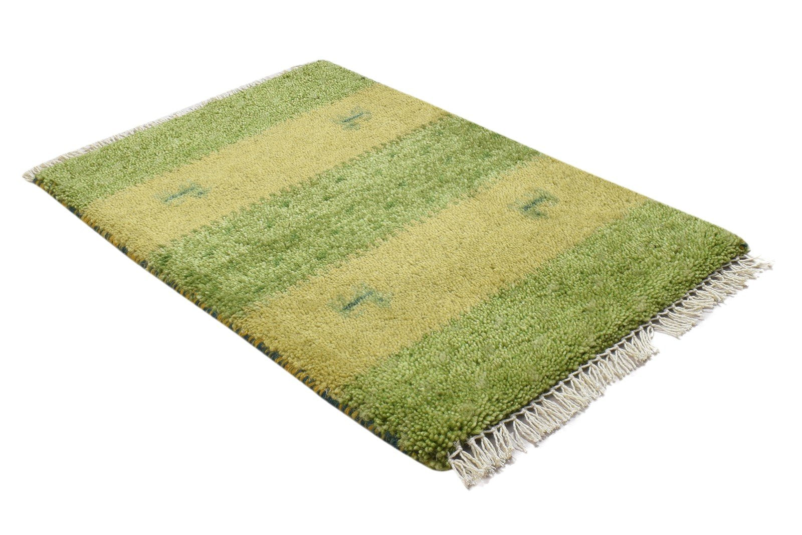 Hand Knotted Green Wool Rug 1' X 2' Persian Gabbeh Southwestern Small Carpet 7864203870357