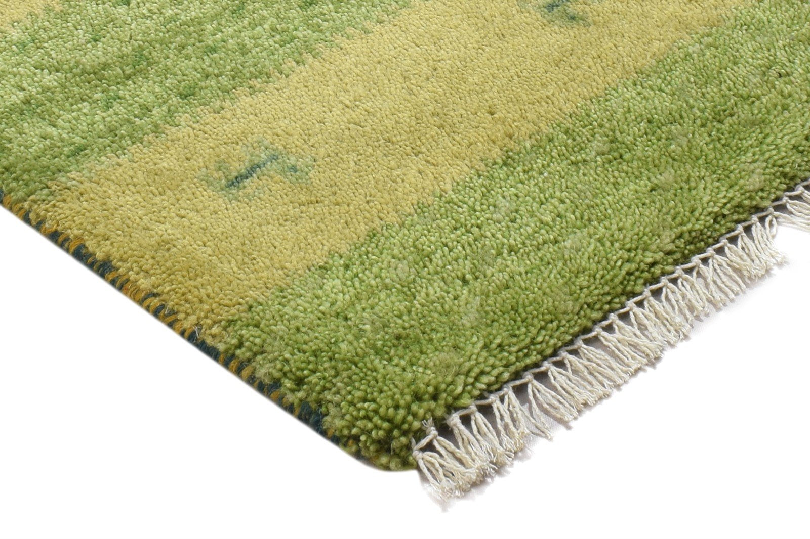Hand Knotted Green Wool Rug 1' X 2' Persian Gabbeh Southwestern Small Carpet 7864203870357