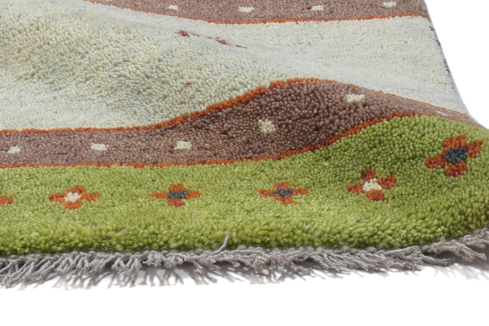 Hand Knotted Green Wool Rug 1' X 2' Persian Gabbeh Southwestern Small Carpet 7864211964053