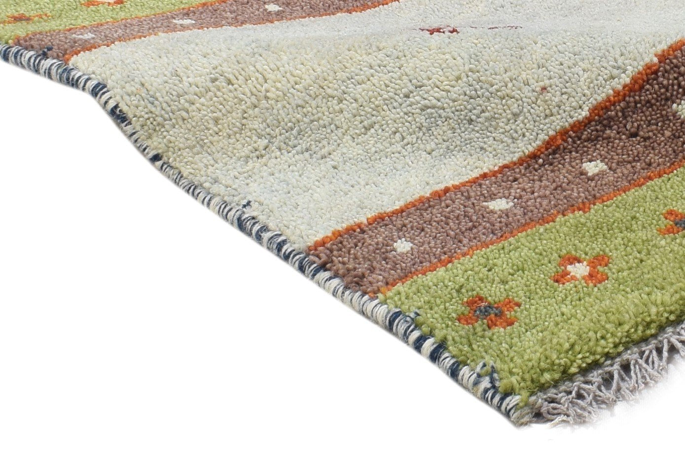 Hand Knotted Green Wool Rug 1' X 2' Persian Gabbeh Southwestern Small Carpet 7864211964053