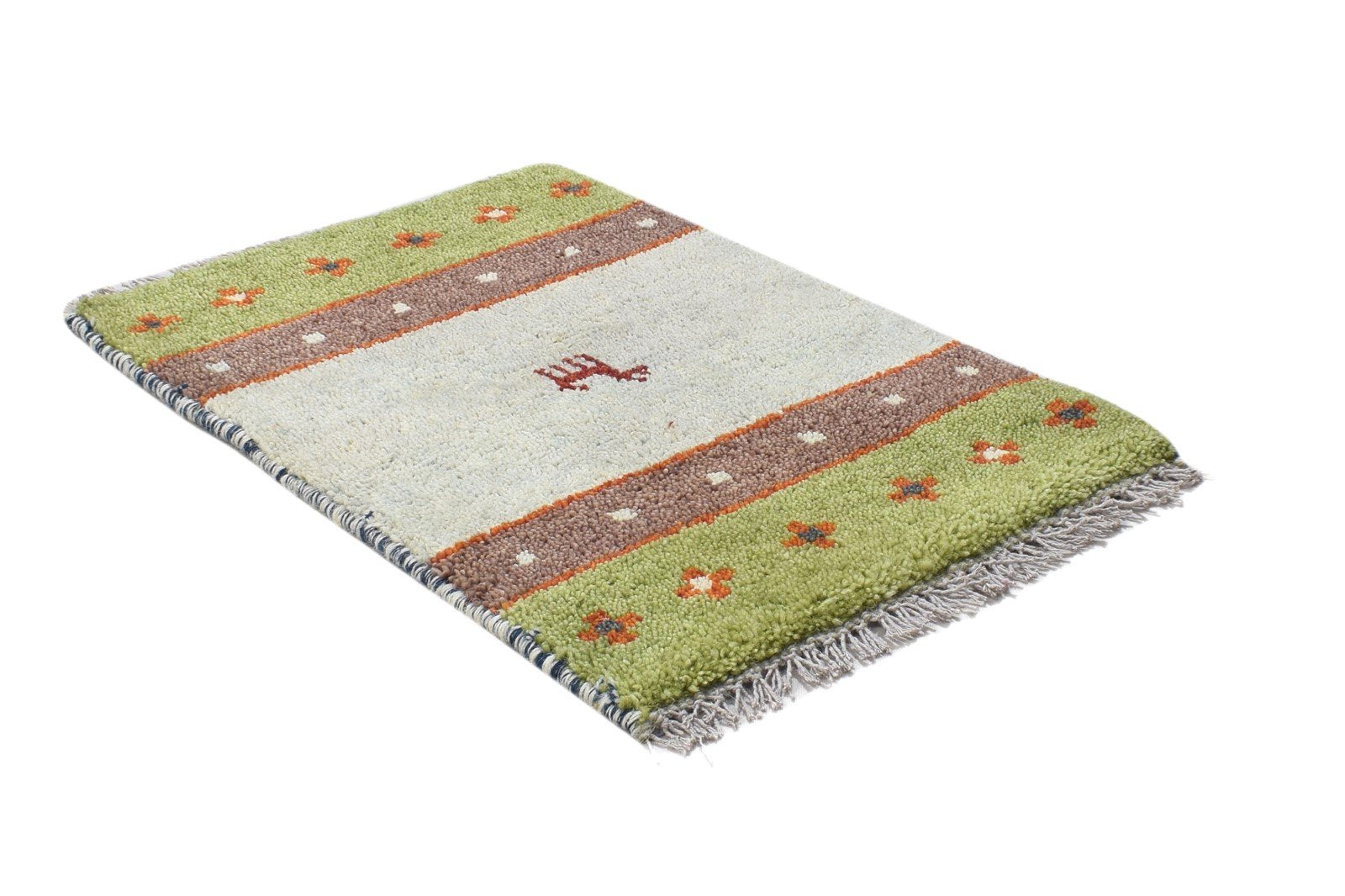 Hand Knotted Green Wool Rug 1' X 2' Persian Gabbeh Southwestern Small Carpet 7864211964053