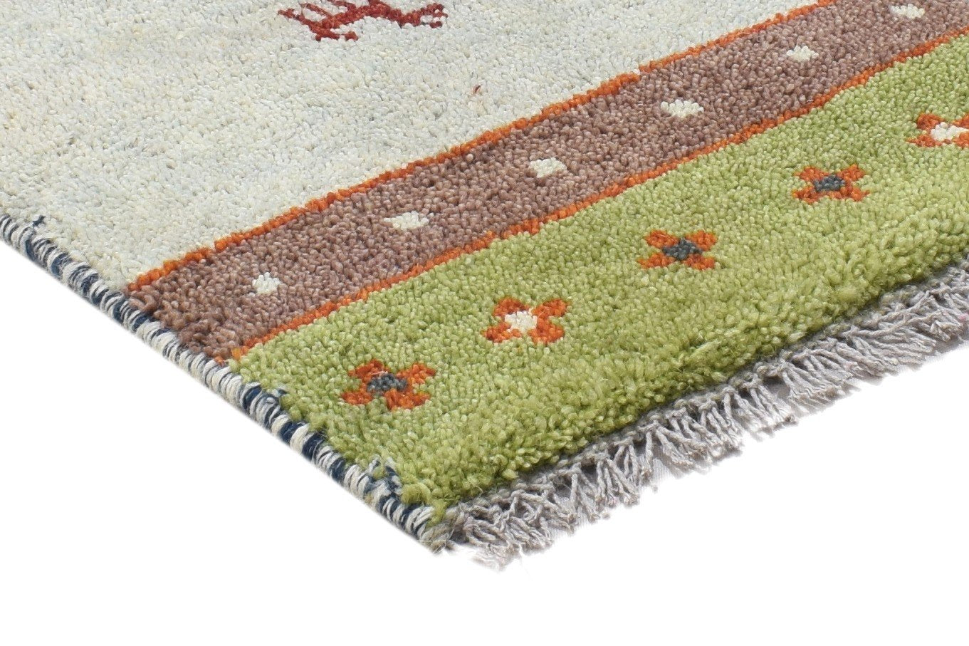 Hand Knotted Green Wool Rug 1' X 2' Persian Gabbeh Southwestern Small Carpet 7864211964053