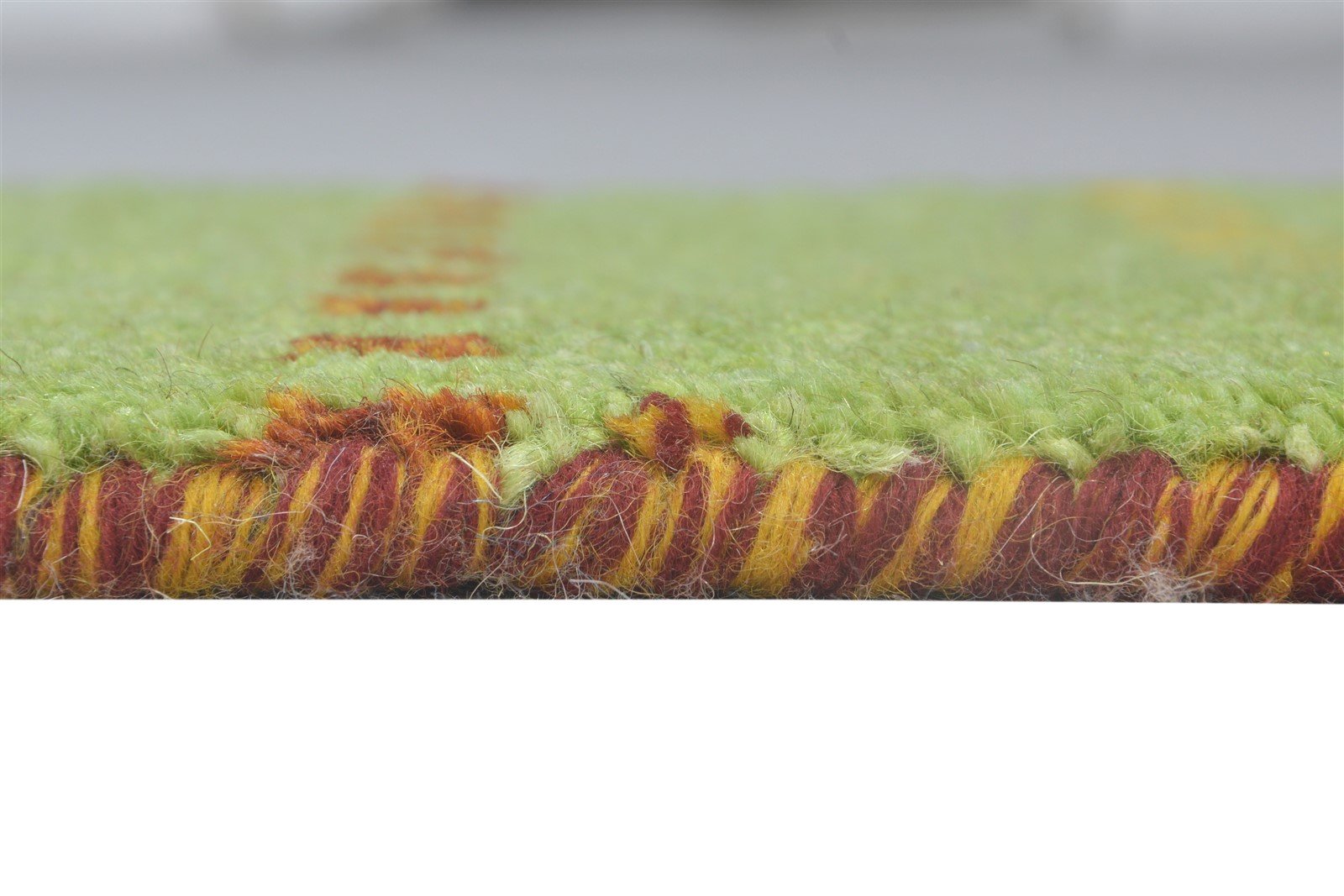 Hand Knotted Green Wool Rug 1' X 2' Southwestern Gabbeh Striped Small Carpet 7865084936341