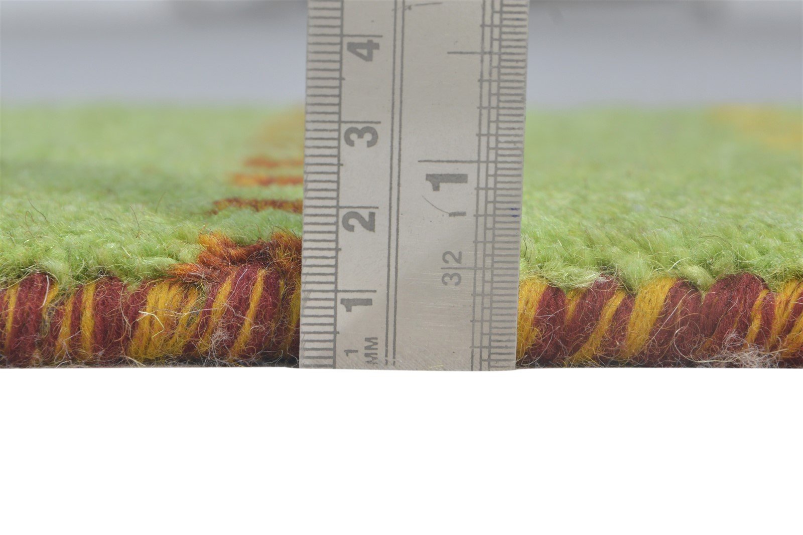 Hand Knotted Green Wool Rug 1' X 2' Southwestern Gabbeh Striped Small Carpet 7865084936341